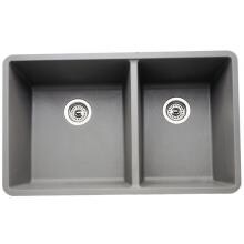 Blanco Precis 33 X 18 Silgranit II 1-3/4 Double Bowl Undermount Sink - Metallic Gray - 441130 image