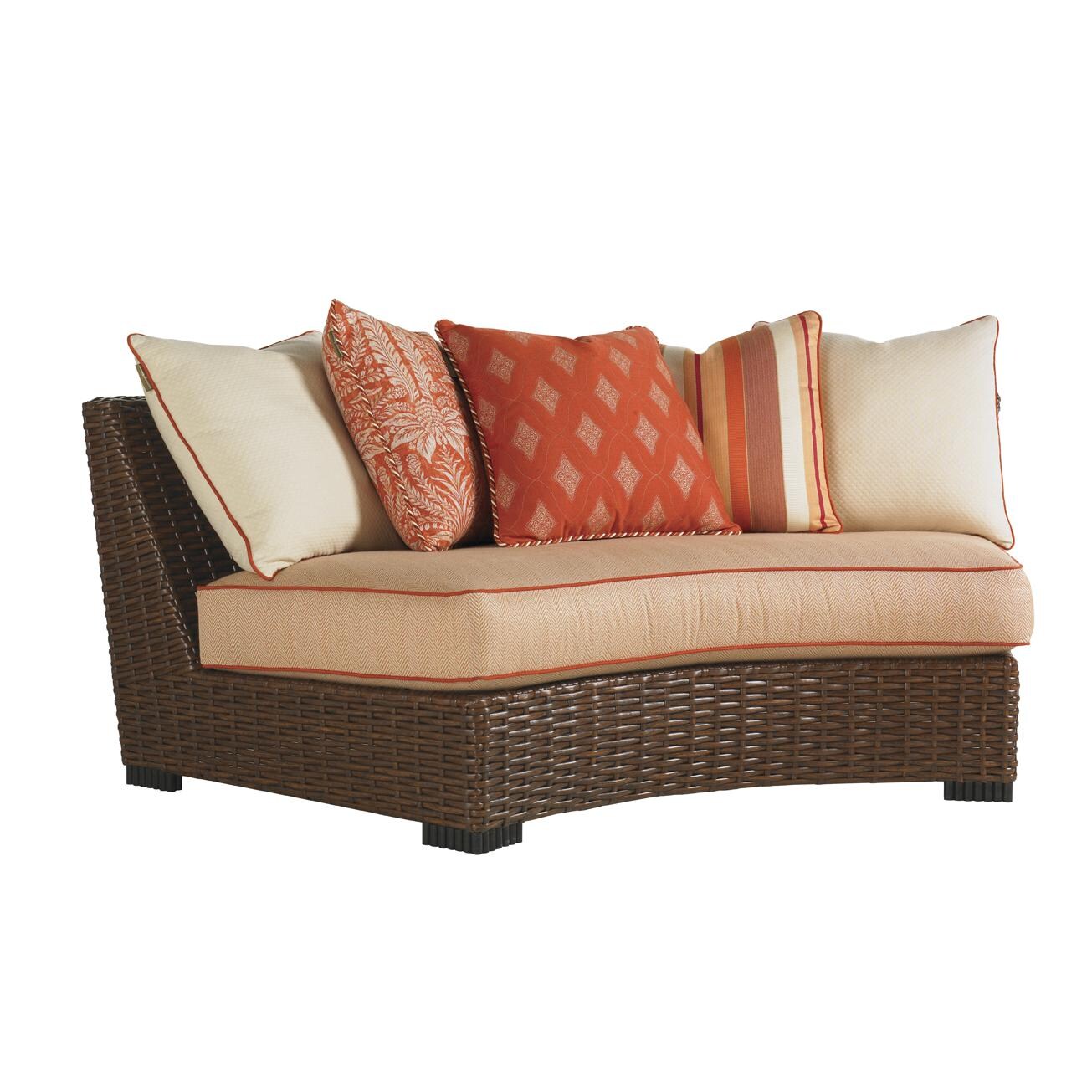 Tommy Bahama 3130-82AS Ocean Club Pacifica Wicker Patio Armless Curved Sofa thumbnail