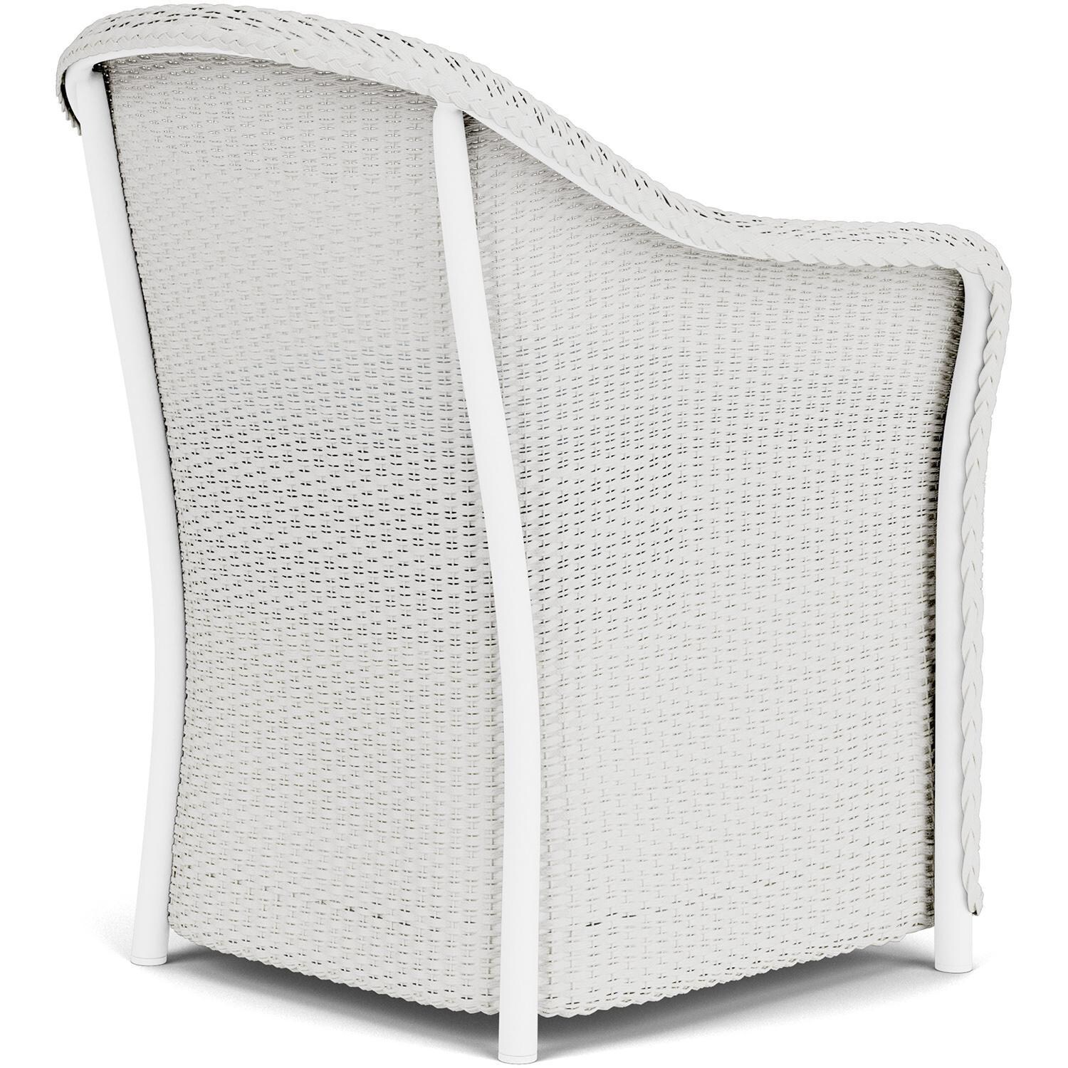 Lloyd Flanders Weekend Retreat Dining Armchair in Matte White Finish W/ Demo Skyway Fabric - Back Right thumbnail