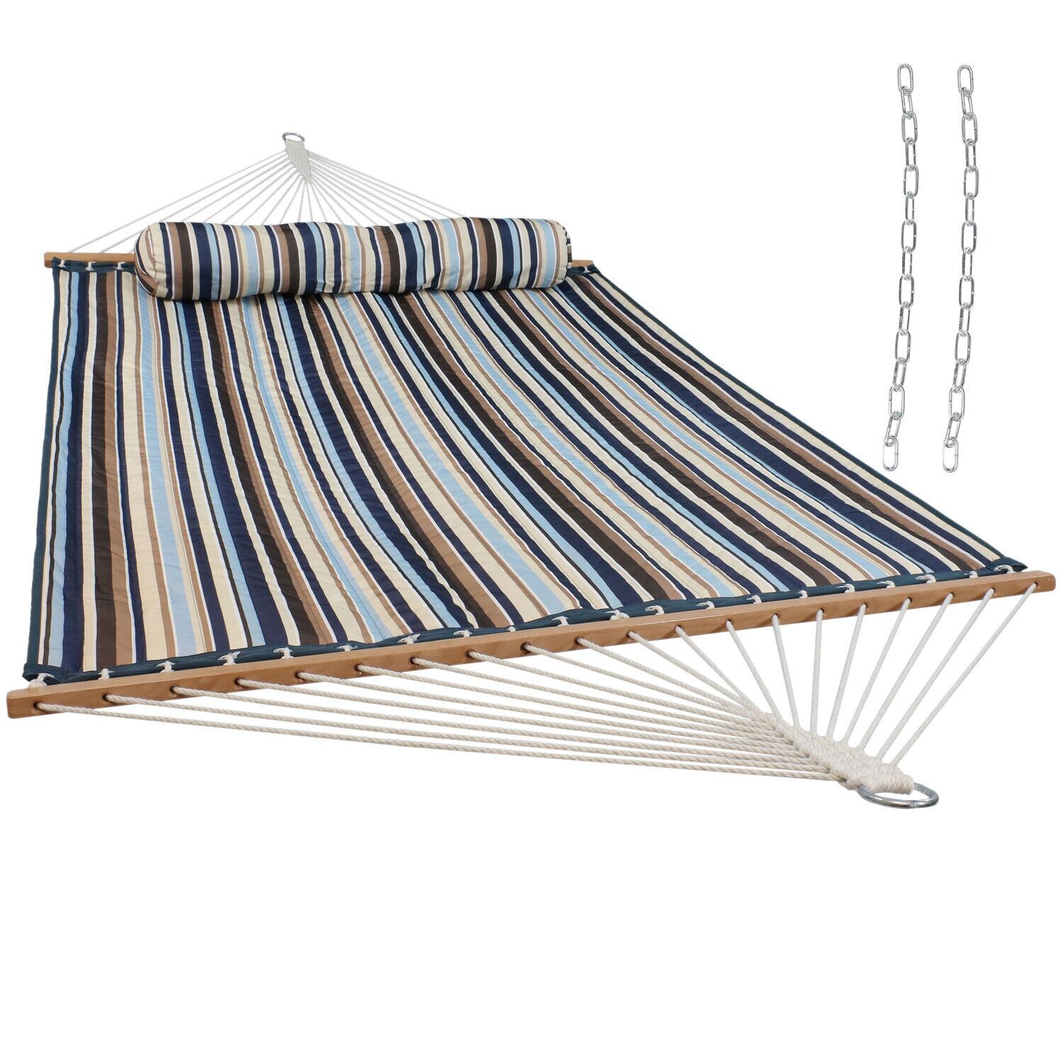 Ultimate Patio Quilted Double Hammock w/ Pillow - Ocean Isle - White Background thumbnail