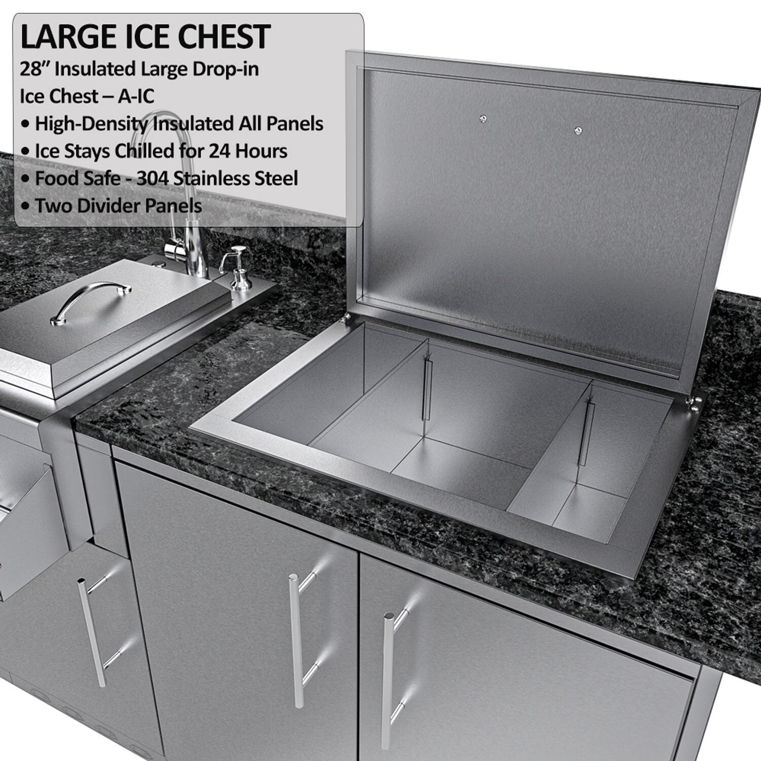 Sunstone Grills SCPGALLEY10.8-NG Galley 10 1/2 Ft Outdoor Kitchen Island w/ Sink, Door & Drawer - Ice Chest - Detail thumbnail