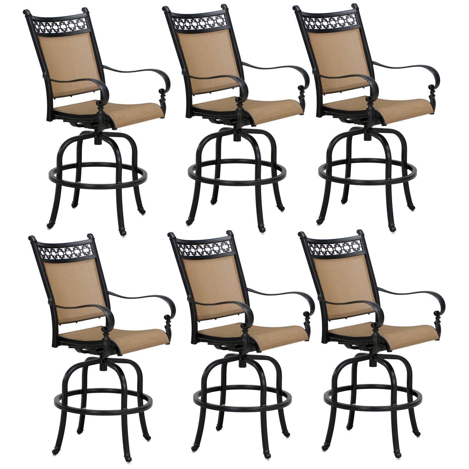 Mountain View Cast Aluminum 6 Pc Set Swivel Bar Stool Set in Antique Bronze/Irish Mix by Darlee