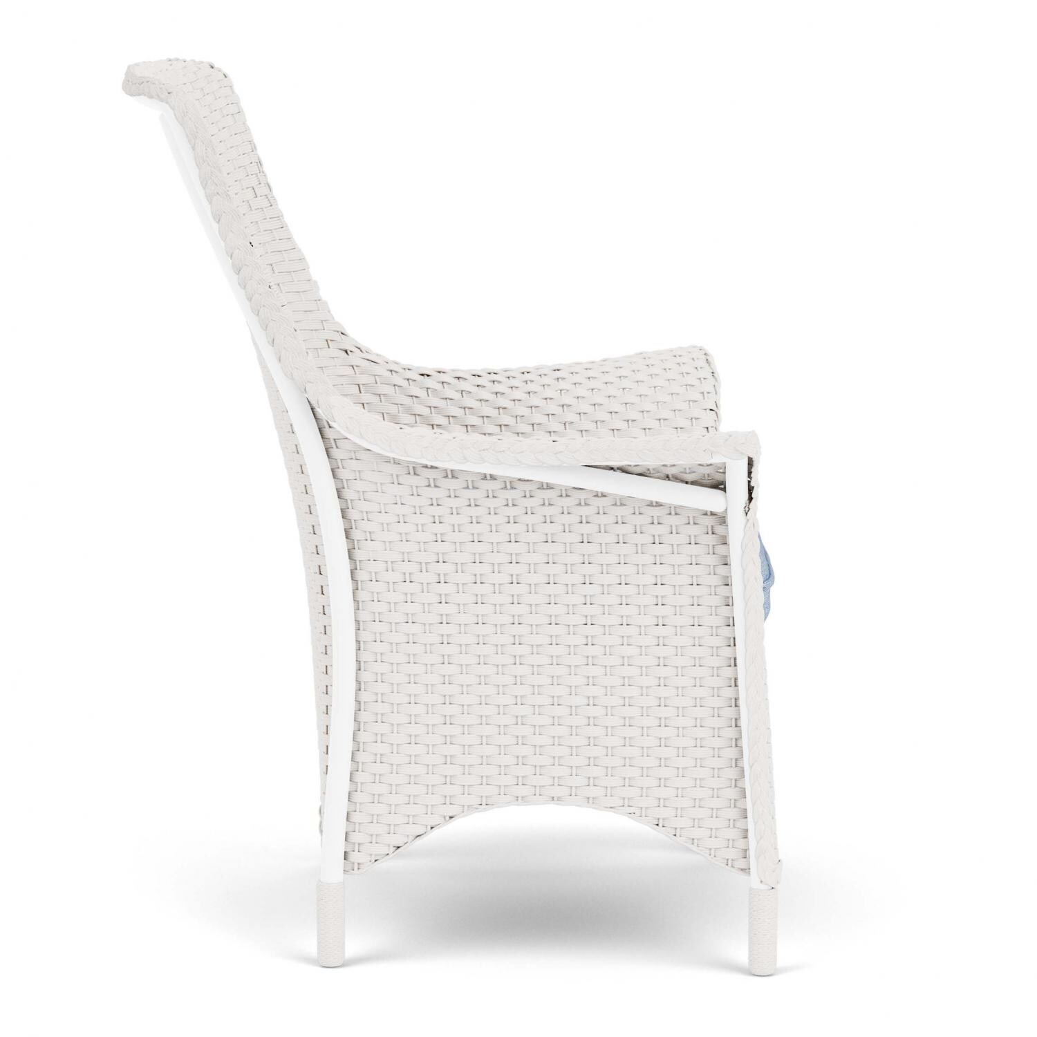 Lloyd Flanders Mandalay Dining Armchair in White Finish with Demo Skyway fabric - Side thumbnail