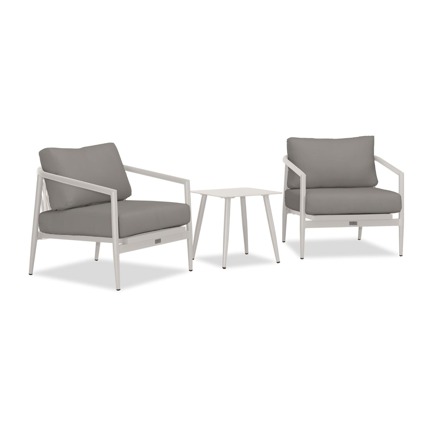 Lakeview Midnight Cove 3 Pc Aluminum Club Chair Seating Set in Urban Stone/Carrera/Canvas Charcoal - Angled - White Background thumbnail