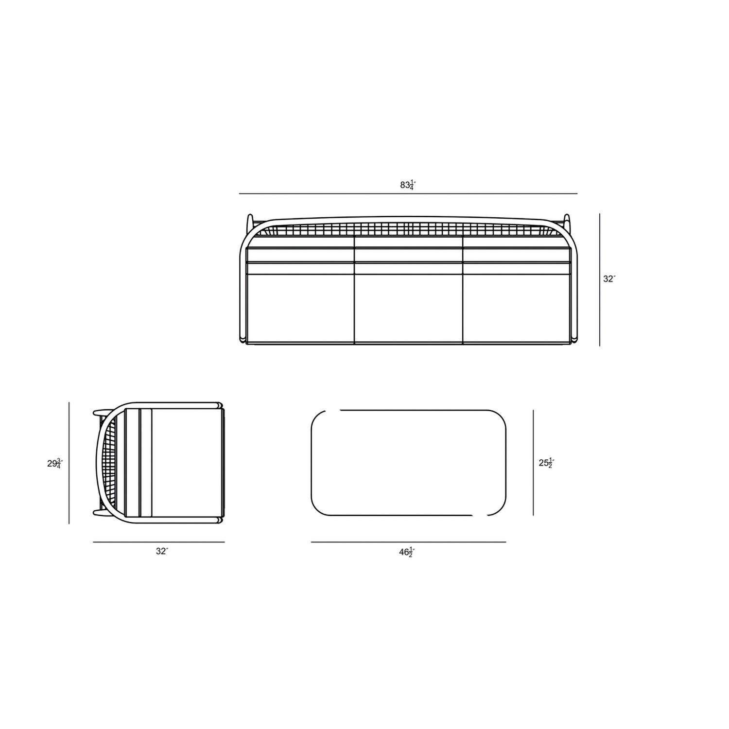 Lakeview Midnight Cove 3 Pc Aluminum Sofa Seating Set in Urban Stone/Carrera/Spectrum Indigo - Top - Dimensional thumbnail