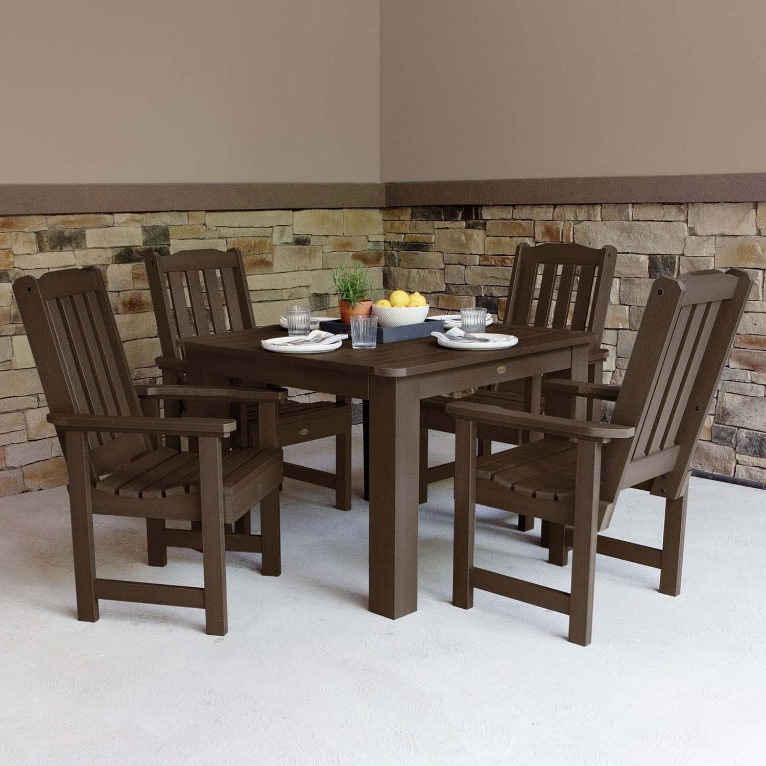 Hart Lane 5 Pc Recycled Plastic Square Dining Set in Weathered Acorn by Lakeview Designs
