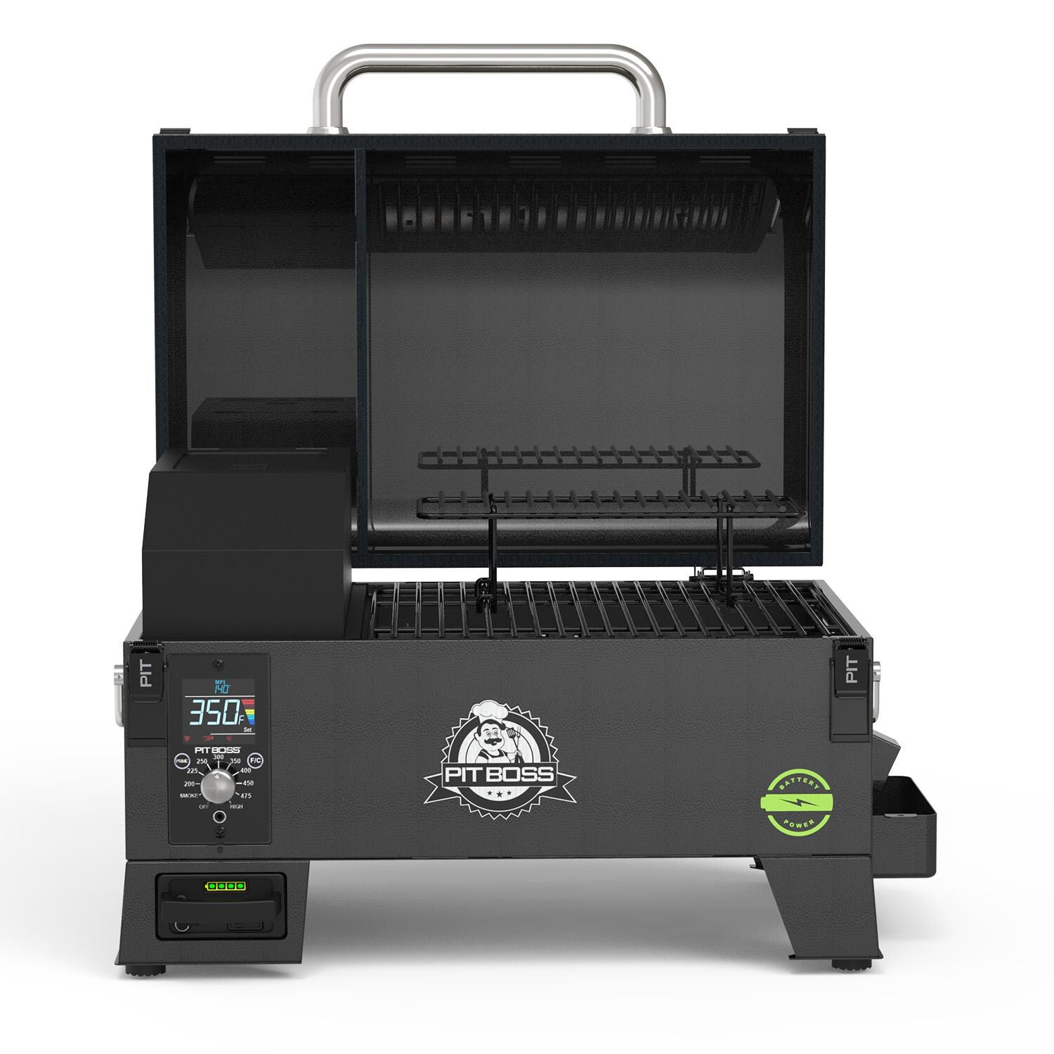 Pit Boss 10798 Table Top Pellet Grill - Battery Powered - Open - White Background thumbnail