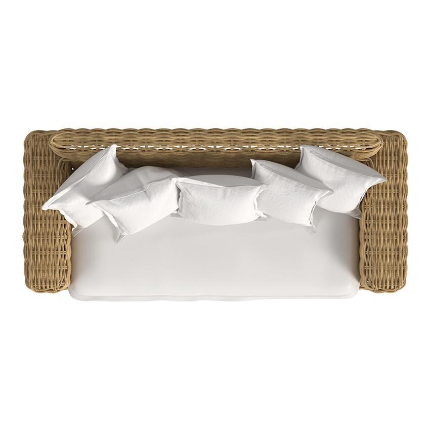 Playa 2 Person Resin Wicker Loveseat in Medium Wood/Soothe Pearl by Sunset West - Top - White Background thumbnail
