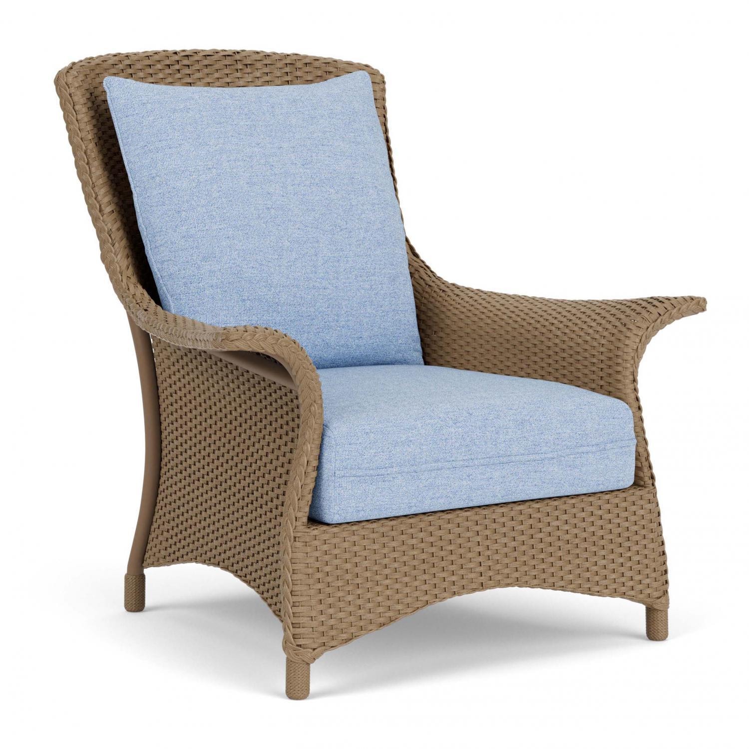 Lloyd Flanders Mandalay Lounge Chair in Fawn Finish with Demo Skyway fabric - Angled thumbnail