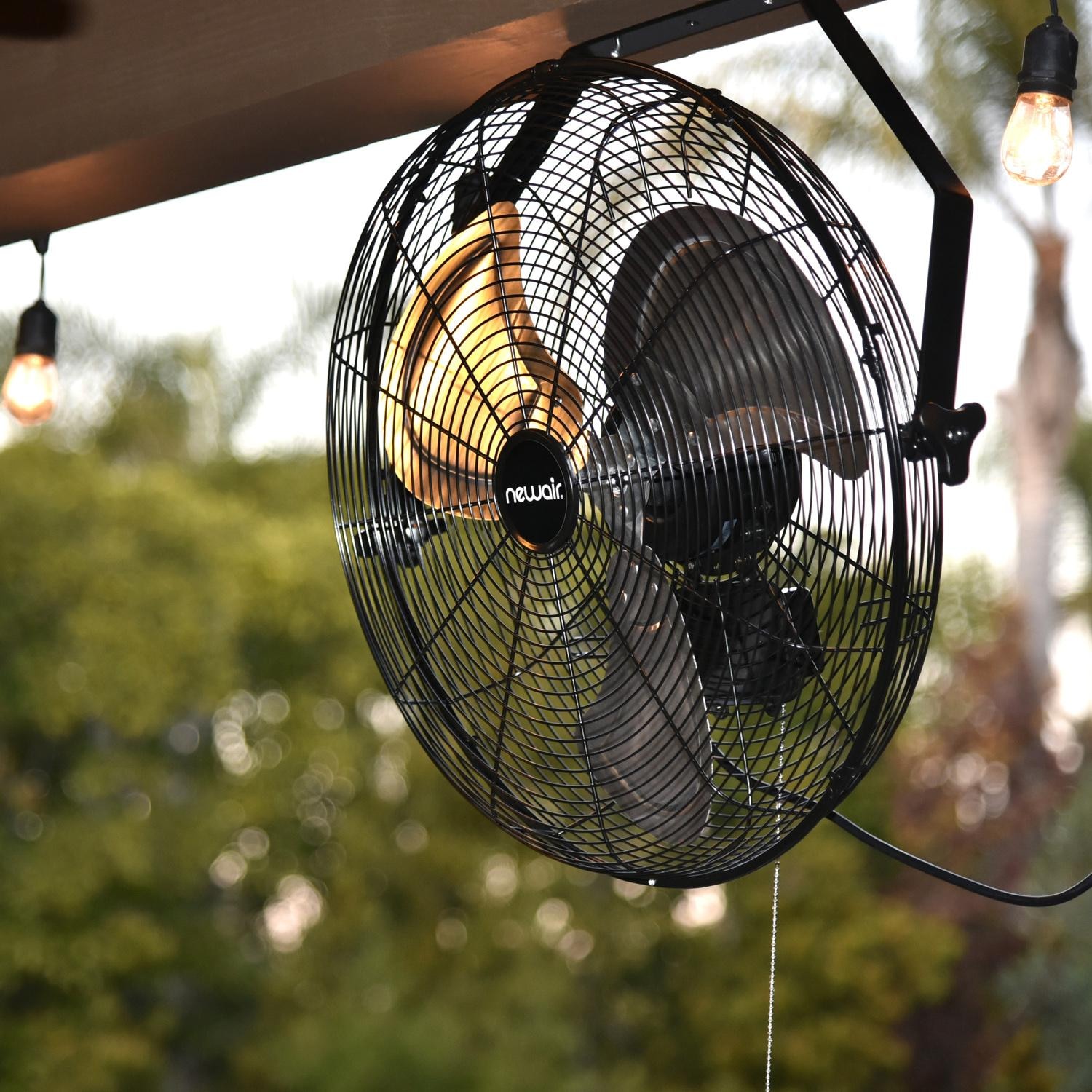 NewAir NIF18WBK01 18-in High Velocity Wall Mount Fan w/ 3 Fan Speeds & Adjustable Tilt Head - Mounted Up Close - Lifestyle thumbnail