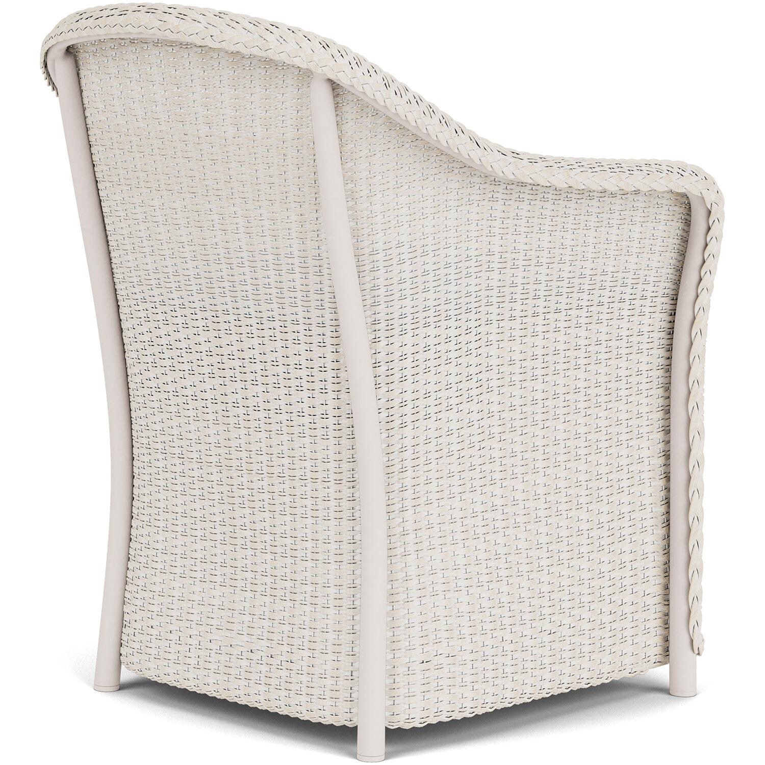 Lloyd Flanders Weekend Retreat Dining Armchair in Antique White Finish W/ Demo Skyway Fabric - Back Right thumbnail
