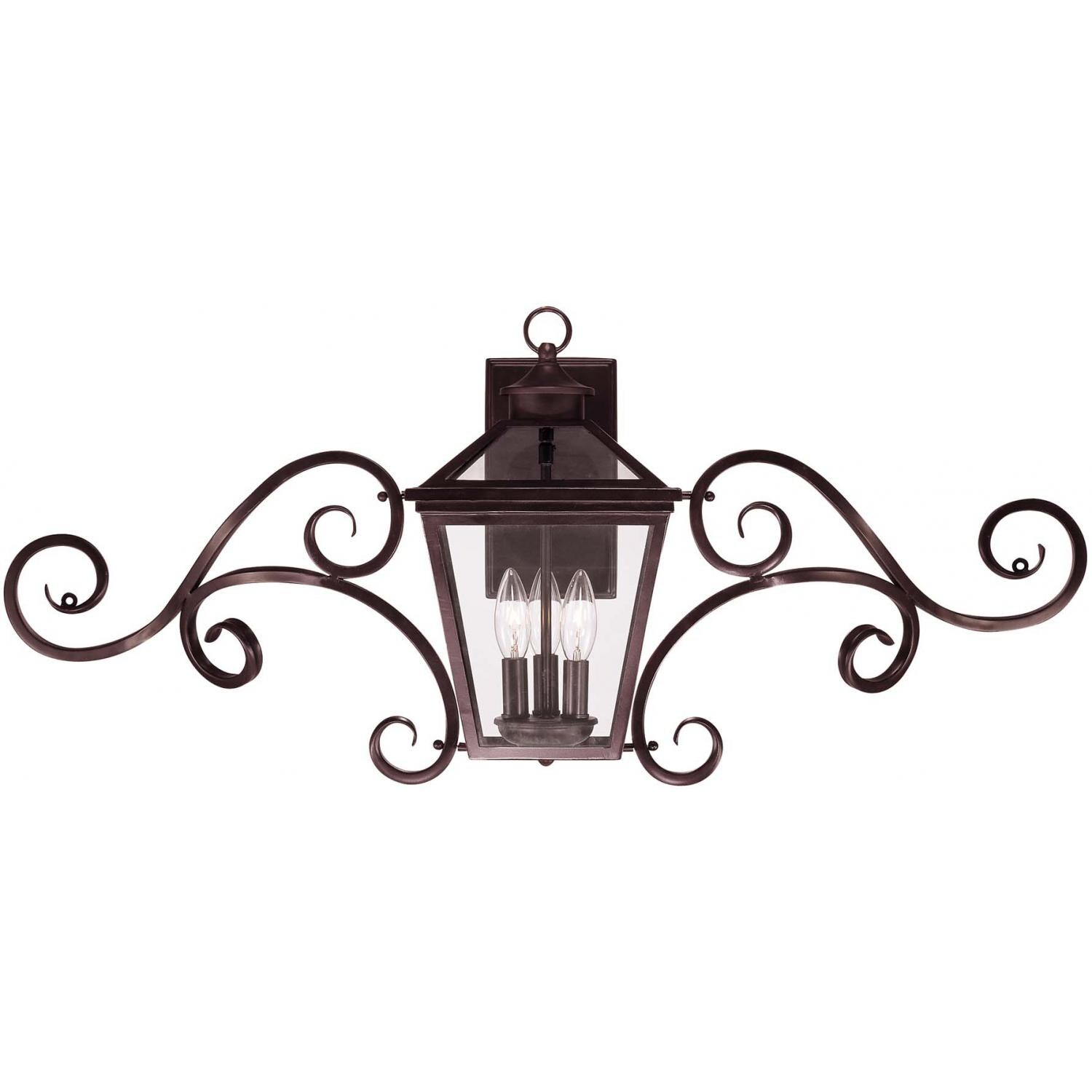 Savoy House Ellijay Three Light 16-Inch Wall Mount Lantern With Scrolls - English Bronze - 5-143-13