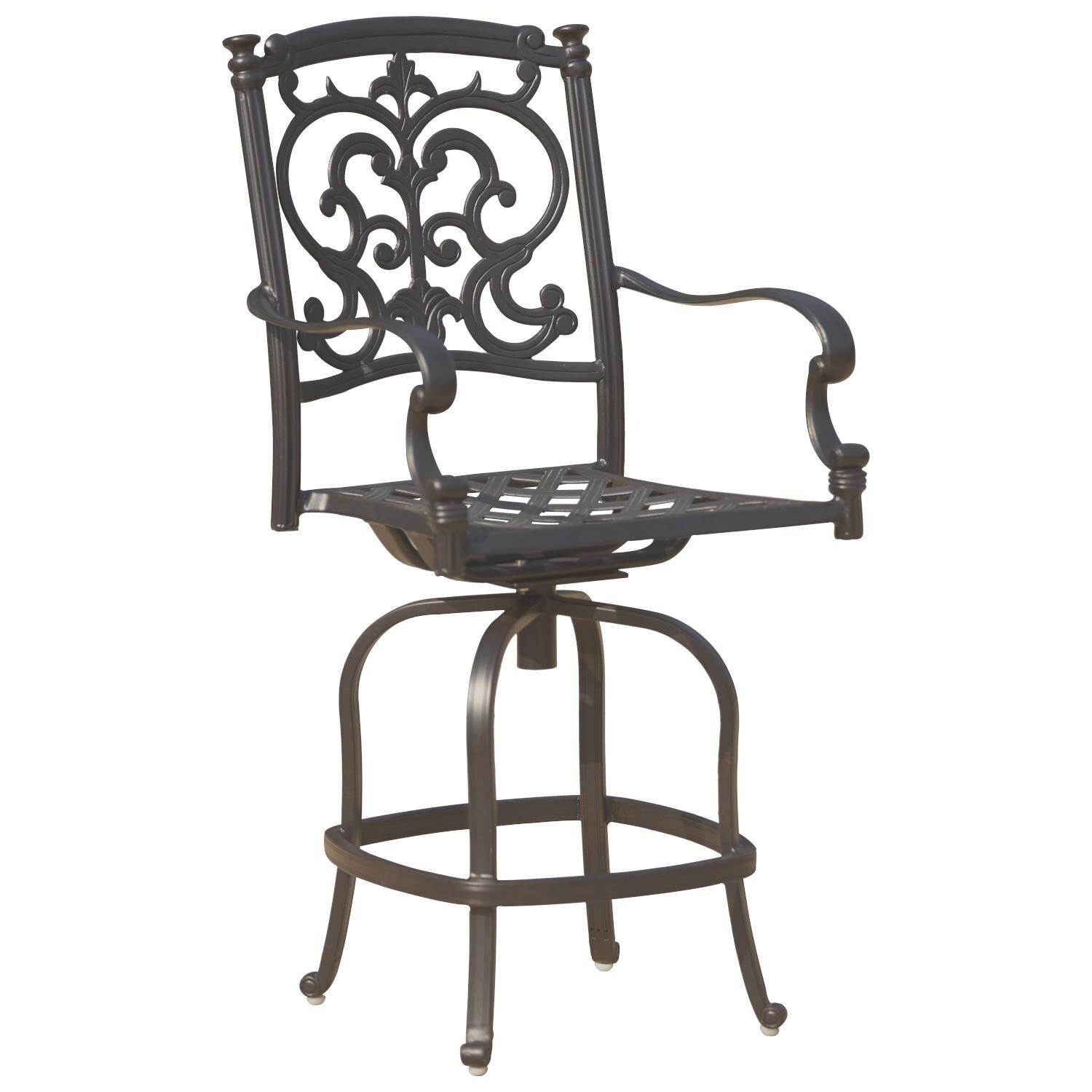 Darlee 201010-7PC-60GHD Santa Barbara 7 Piece Cast Aluminum Patio Counter Height Fire Pit Bar Set W/ 60 Inch Round Table & Sesame Cushions - Counter Height Bar Stool Frame thumbnail