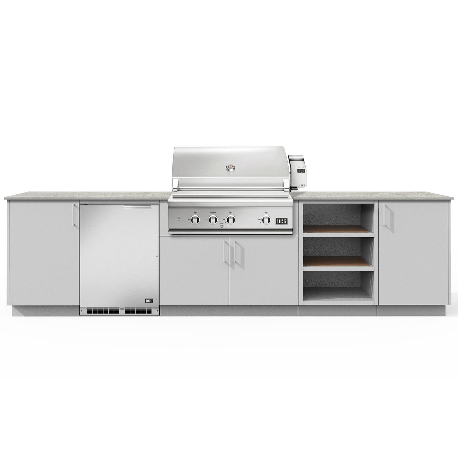 Urban Bonfire Taiga 36 Outdoor Kitchen w/ DCS Natural Gas Grill, Refrigerator, Keon Dekton Countertop & Chantilly Finish - B-Taiga-36-DCS-Keon-Chantilly