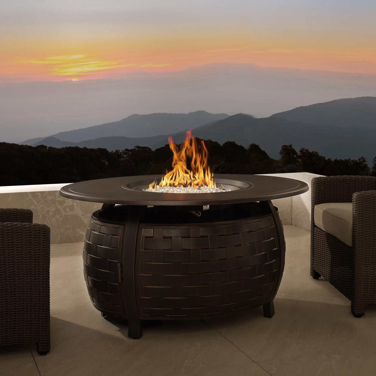 Ultimate Patio Magnolia Way 48-Inch Oval Aluminum Natural Gas Fire Pit - (Ships as Propane With Conversion Fittings) - 63223-NG