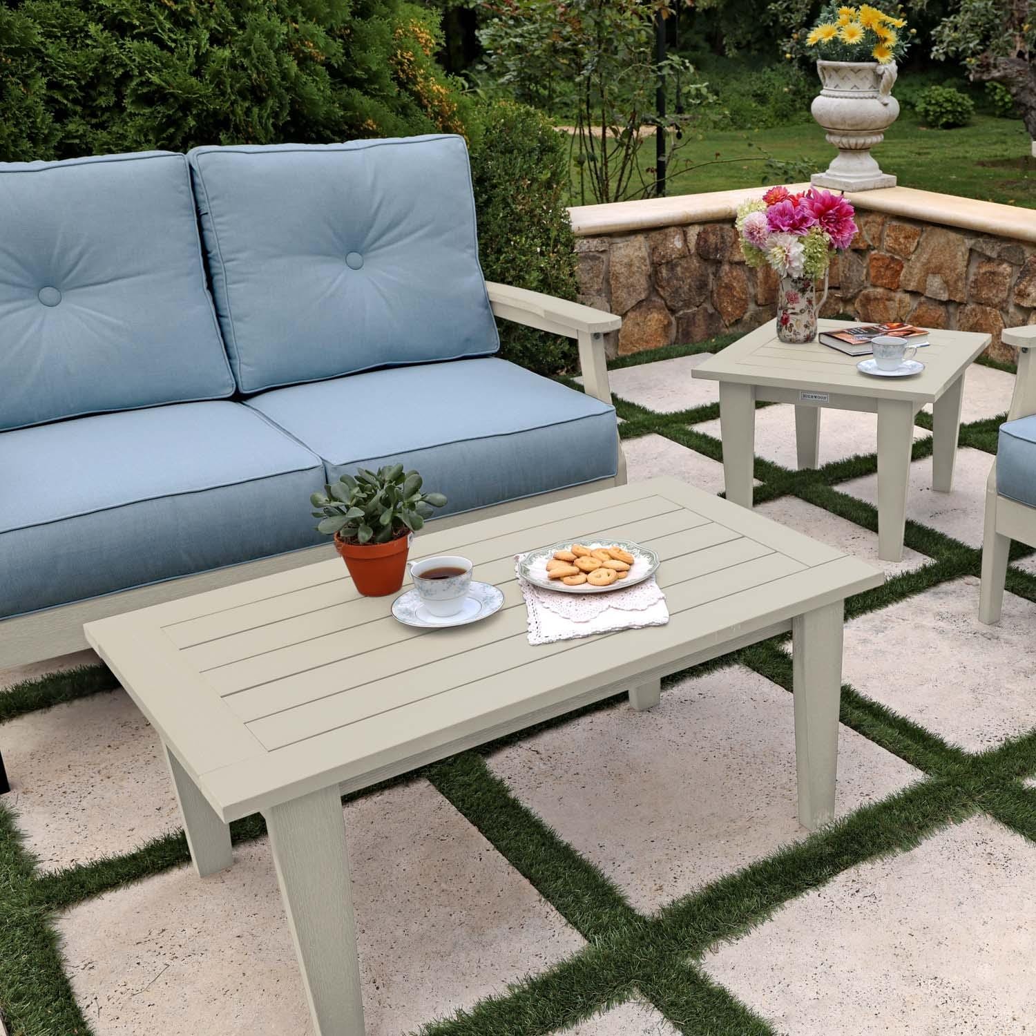Blushing Bay 4 Pc Recycled Plastic Seating Set in Bliss Dew/Whitewash by Lakeview Outdoor Designs - Close Up - Lifestyle thumbnail