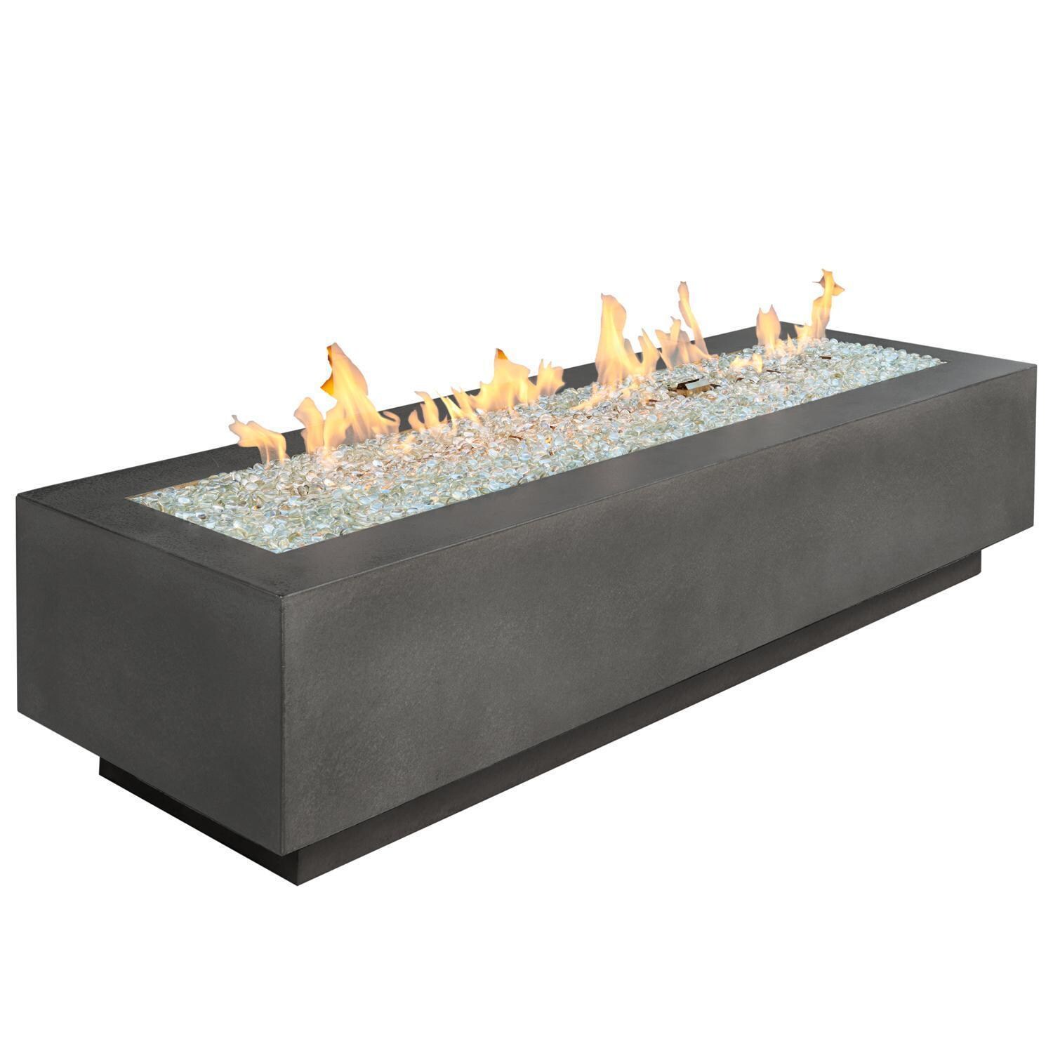 Cove 72 Inch Rectangular GFRC Propane Fire Pit Table w/ Electronic Ignition in Midnight Mist by The Outdoor GreatRoom Company - White Background thumbnail