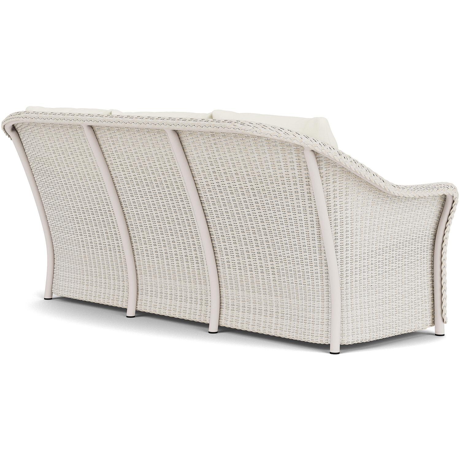 Lloyd Flanders Weekend Retreat Sofa in Antique White Finish W/ Sailcloth Salt Fabric - Back Right thumbnail