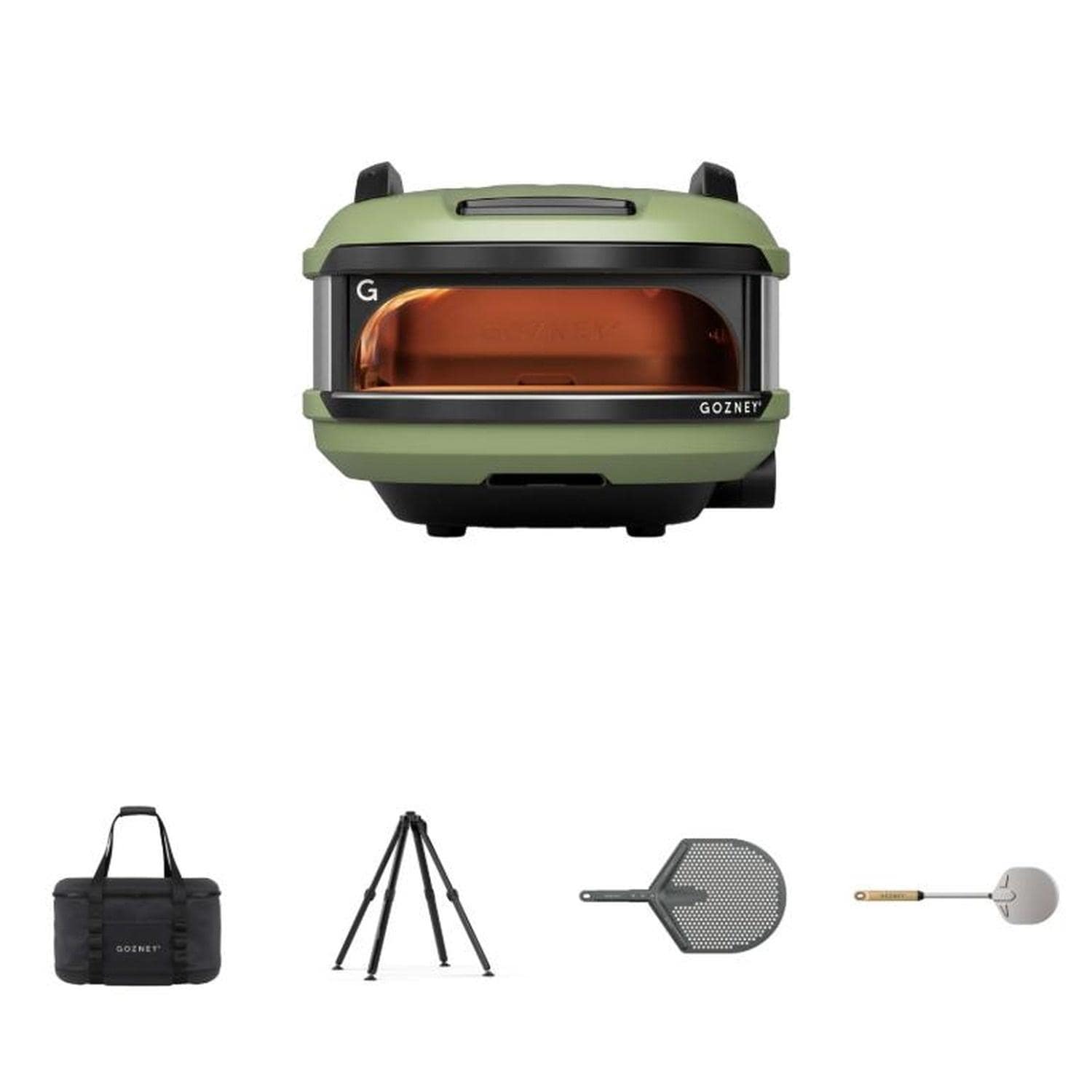 Gozney Tread Propane Pizza Oven in Olive w/ Venture Stand, Travel Cover & Peels - GTPOLUS1225 + AT1902 + AT1900 + AT1963 + AT1965