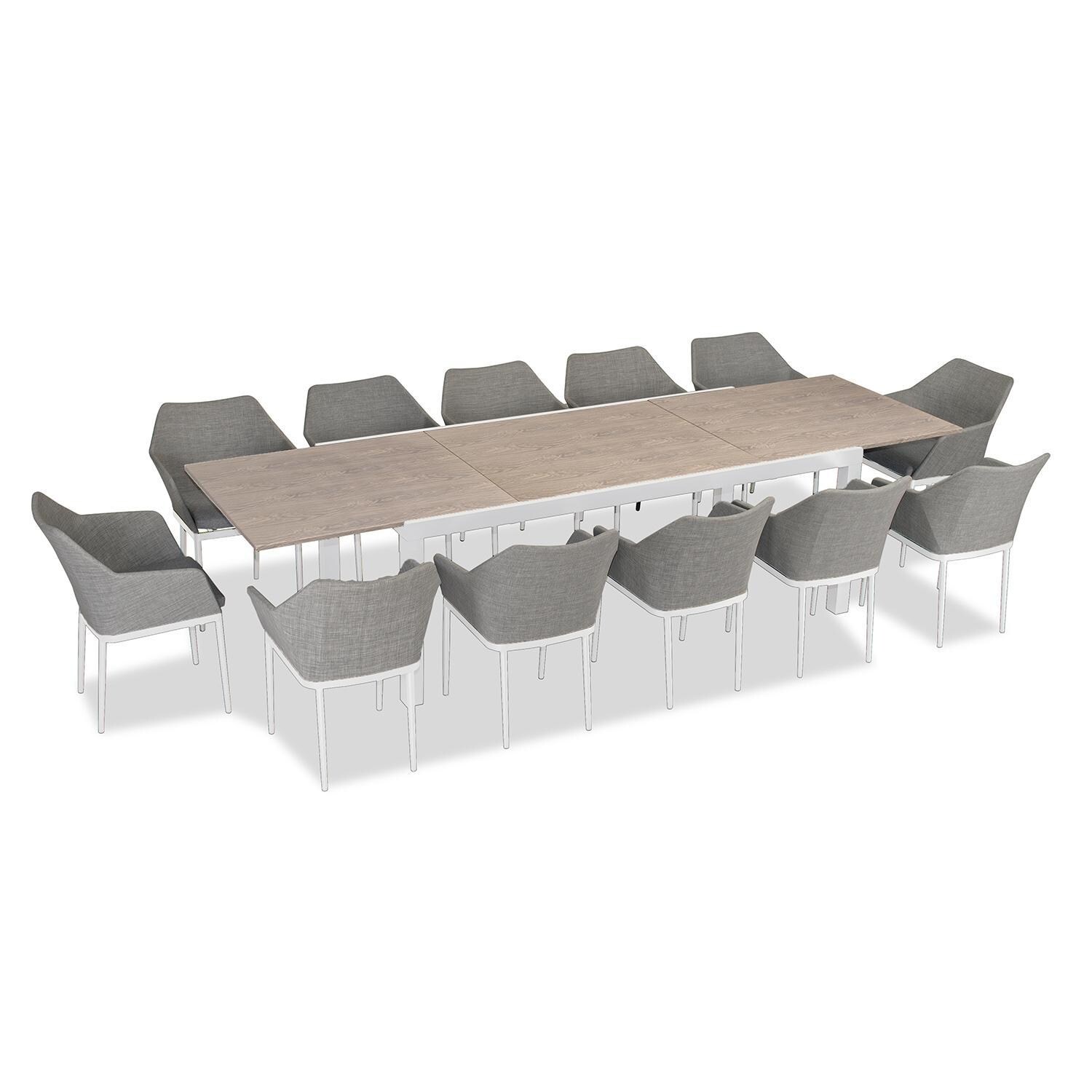 Starlook Bay 13 Pc Extendable Dining Set in White/Barnwood by Lakeview - White Background thumbnail