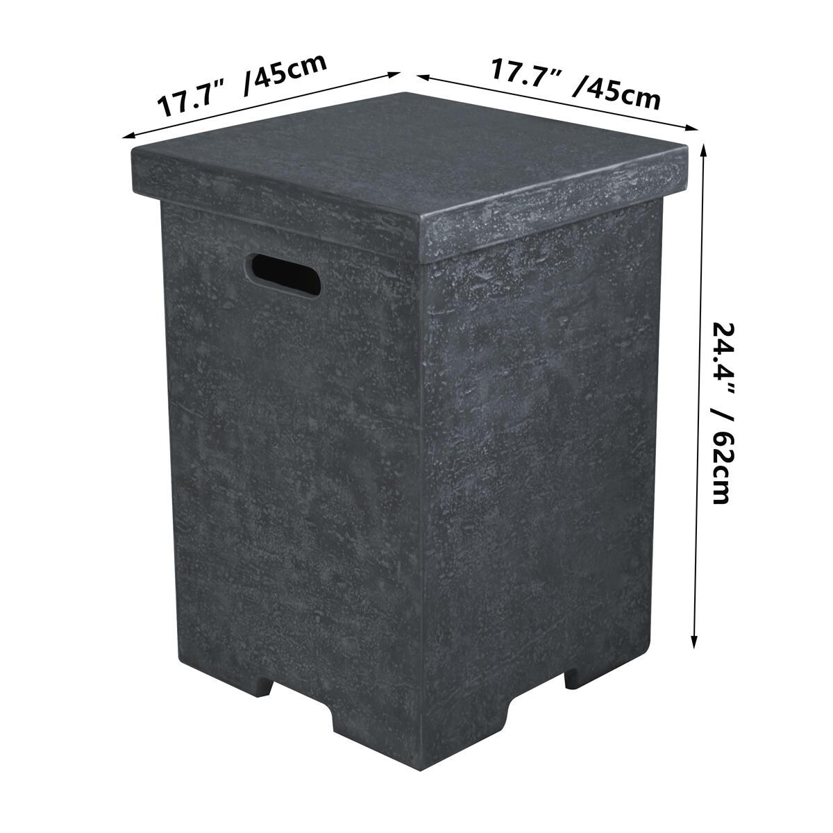 Elementi ONB01-105DG Dark Gray Square Tank Cover W/ Removable Lid - Dimensions thumbnail