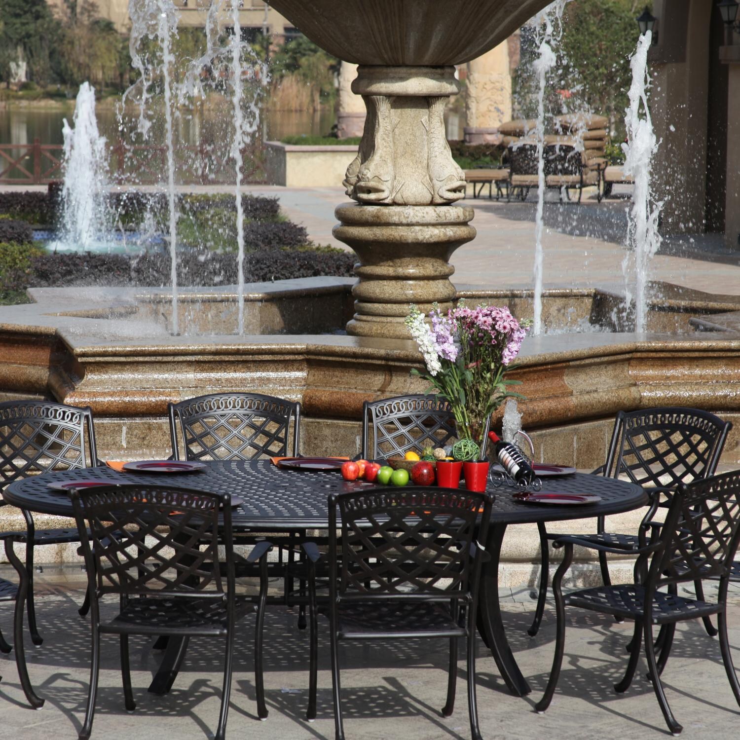 Darlee 201030-11PC-99LO Sedona 11 Piece Cast Aluminum Patio Dining Set W/ 98 X 69 Inch Oval Dining Table & Sesame Cushions thumbnail