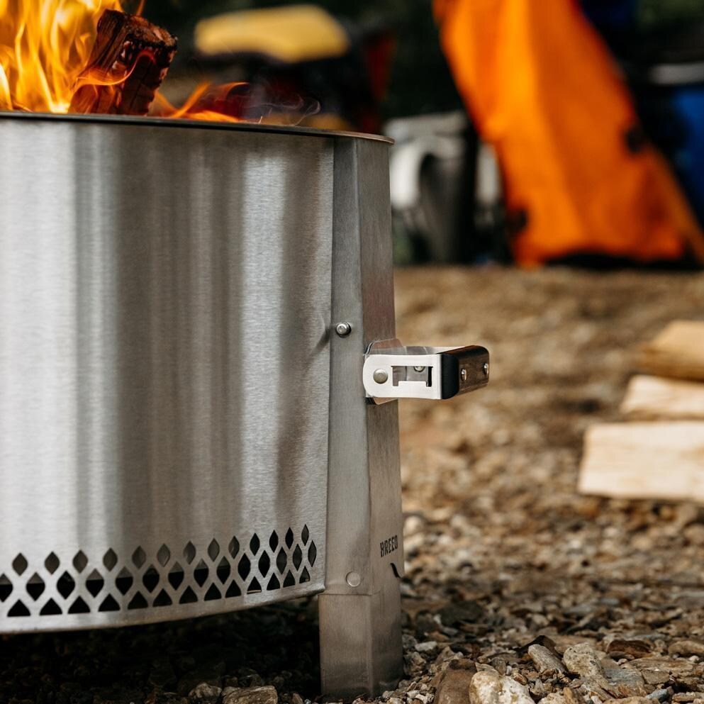Breeo BR-YS-SS Y Series 21 Inch Portable Smokeless Round Stainless Steel Wood Burning Fire Pit - Handle - Lifestyle thumbnail