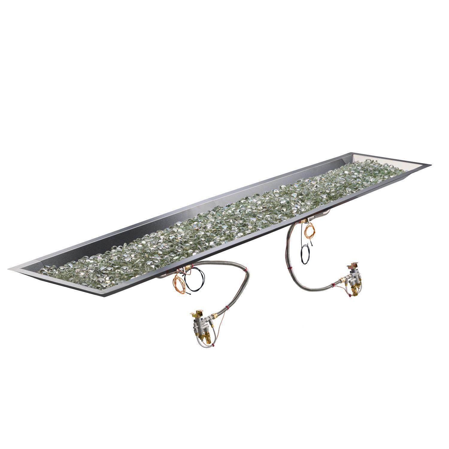 The Outdoor GreatRoom Company CFP1296-B-NG Crystal Fire Plus 96-in Linear Natural Gas Fire Pit Burner Kit - Crystals Added - White Background thumbnail