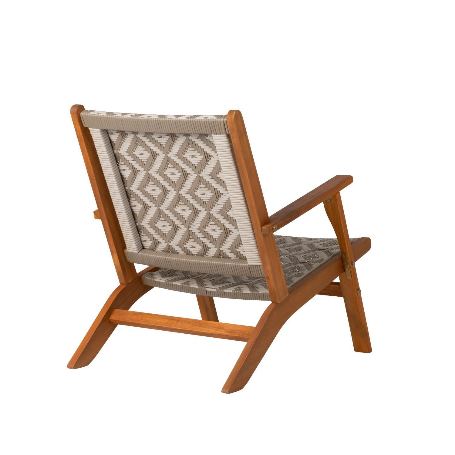 Crewview 5 Pc Wicker Outdoor Seating Set w/ Wood Burning Fire Pit by Ultimate Patio - Chair - Rear - White Background