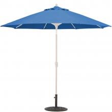 Galtech 9 Ft. Bar Height Octagonal Aluminum Patio Market Umbrella W/ Crank Lift And Auto Tilt - White Frame W/ Sunbrella Canvas Pacific Blue Canopy