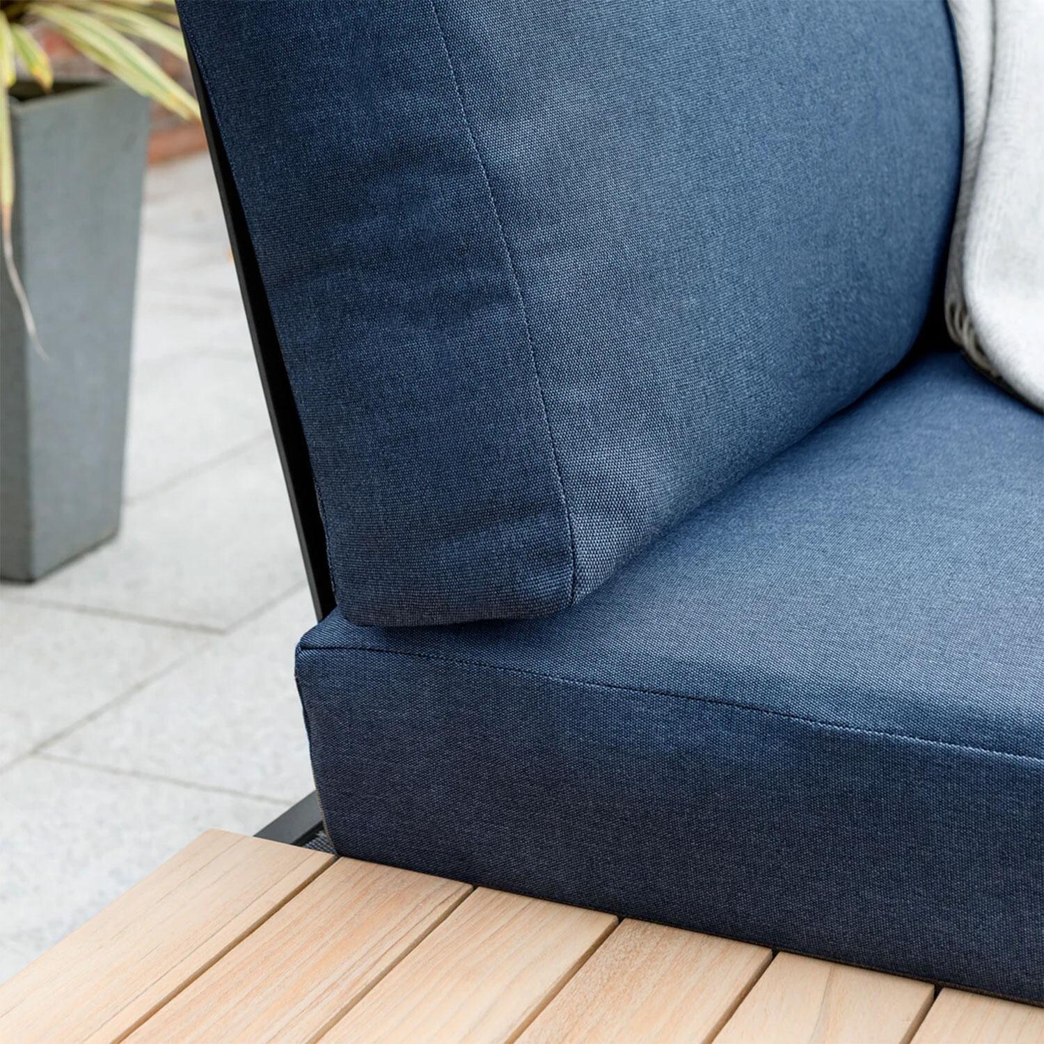 Elba 4 Pc Aluminum/Teak Corner Seating Set in Spectrum Indigo By KETTLER - Cushion Thickness thumbnail