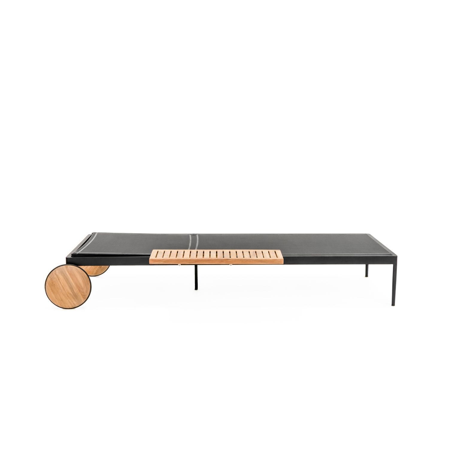 Teak + Table St Barts Aluminum Chaise Lounge in Black - Side Down - White Background thumbnail