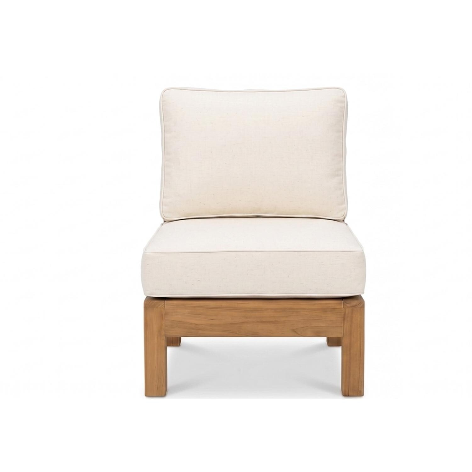 Miami Teak Armless Chair Insert w/ Sunbrella Cushions in Canvas Natural by Royal Teak Collection