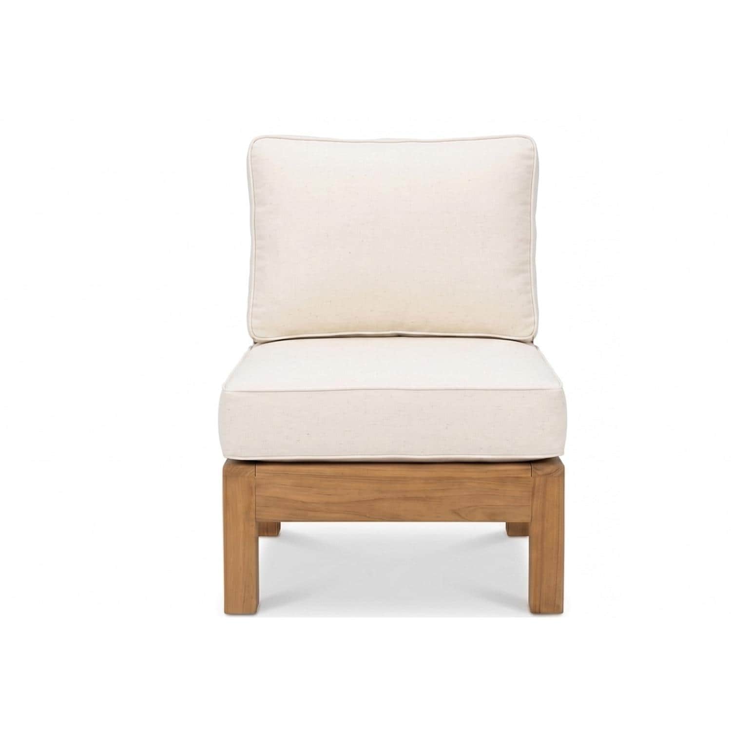 Royal Teak Collection MIAINW Miami Teak Armless Chair Insert w/ Sunbrella Cushions in Canvas Natural - Armless Insert - White Background thumbnail
