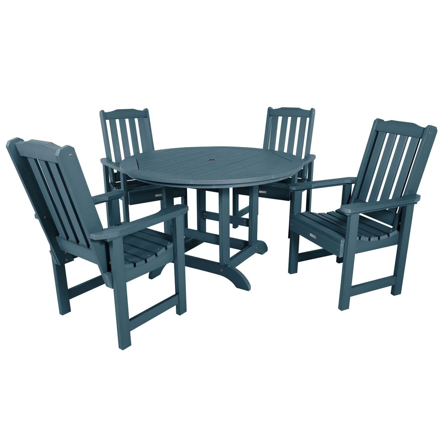 Hart Lane 5 Pc Set Recycled Plastic Dining Set In Nantucket Blue By Lakeview - White Background thumbnail