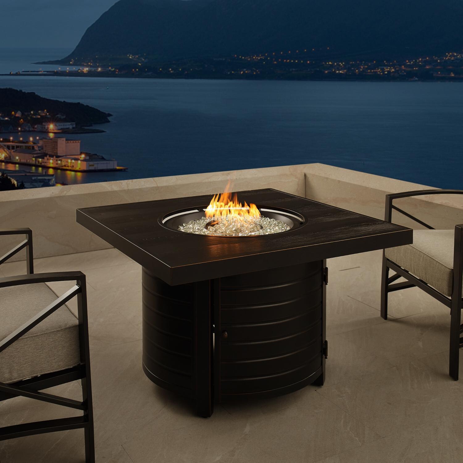 Ultimate Patio 63226 Haven Bay 42-Inch Square Aluminum Propane Gas Fire Pit thumbnail