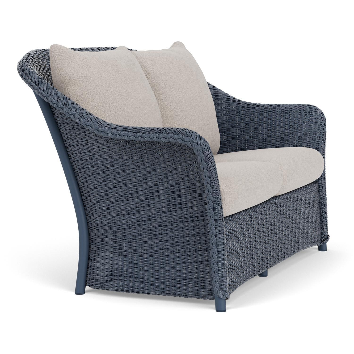 Lloyd Flanders Weekend Retreat Loveseat in Denim Blue Finish W/ Remy Cloud Fabric - Angled thumbnail