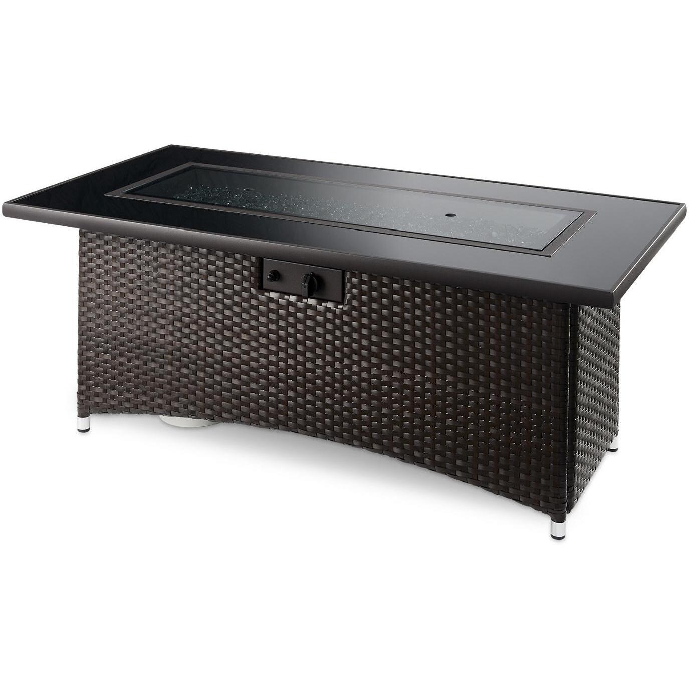 Lakeview Outdoor Designs Laneville Linear Gas Fire Pit Table - Basalm Brown - Includes Grey Glass Burner Cover thumbnail