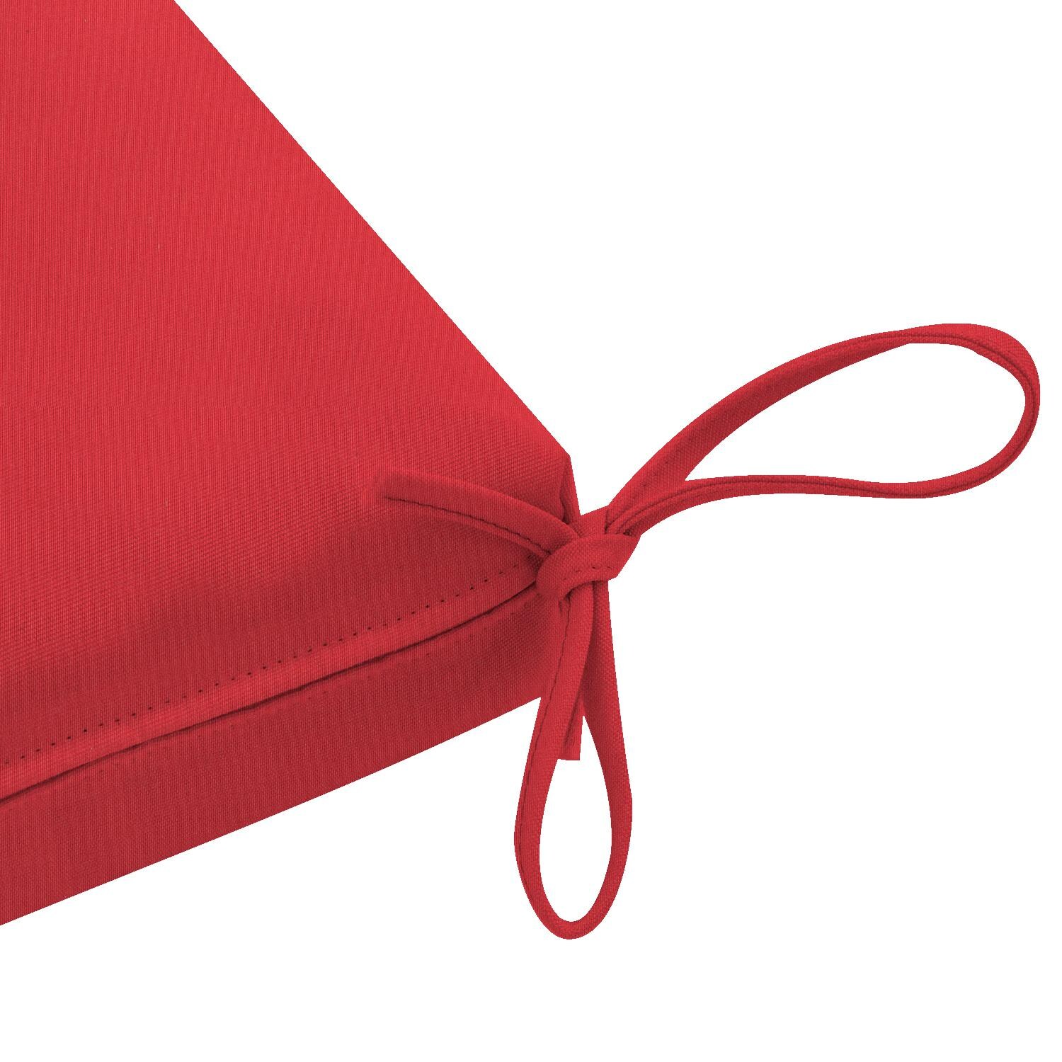 Sunbrella Canvas Jockey Red Small Outdoor Replacement Bench Cushion W/ Knife Edge By UltimatePatio.com - Tie Detail thumbnail