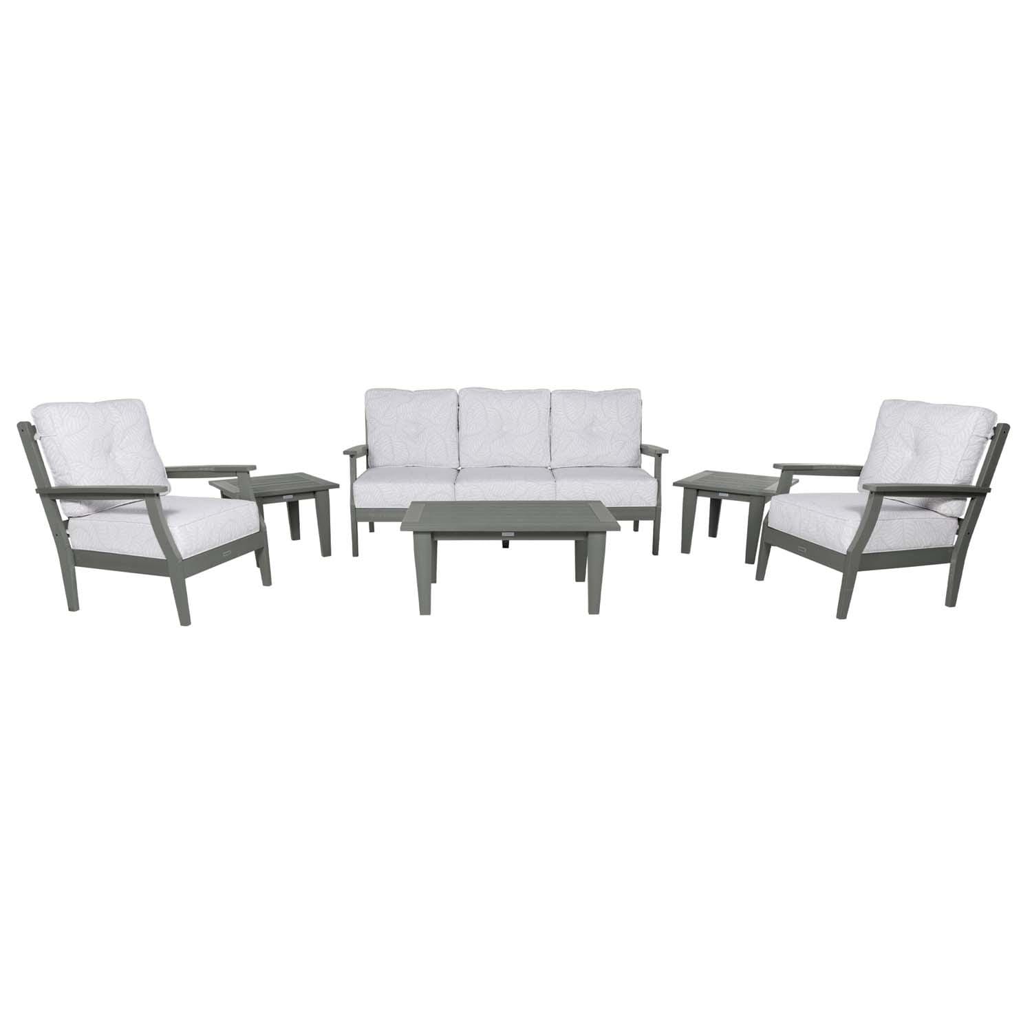 Blushing Bay 6 Pc Recycled Plastic Seating Set w/ Sofa in Lively Parchment/Coastal Teak by Lakeview Outdoor Designs - White Background thumbnail