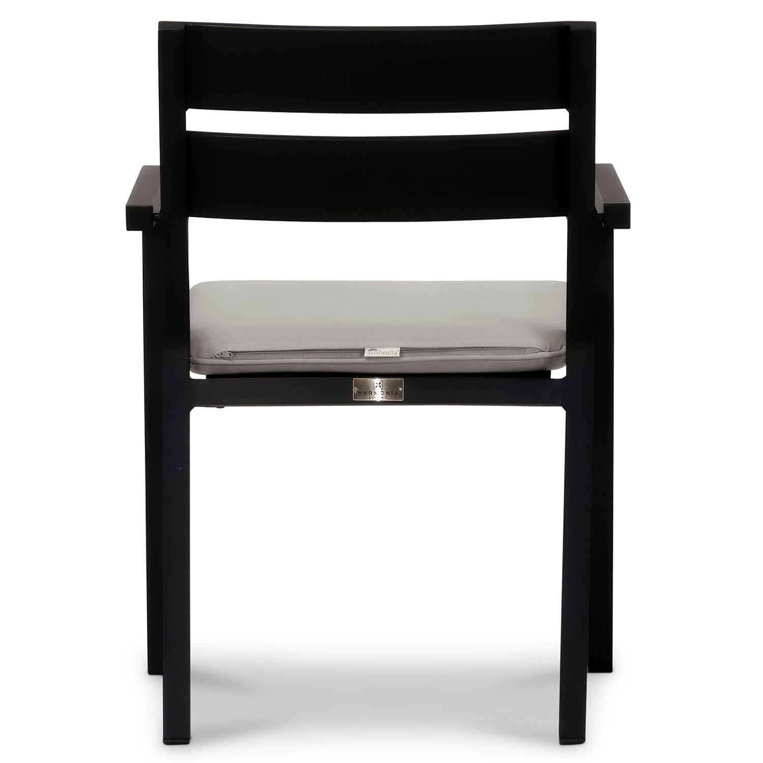 Calm Bay Aluminum Dining Arm Chair in Black/Cast Silver by Lakeview Outdoor Designs - Back - White Background thumbnail