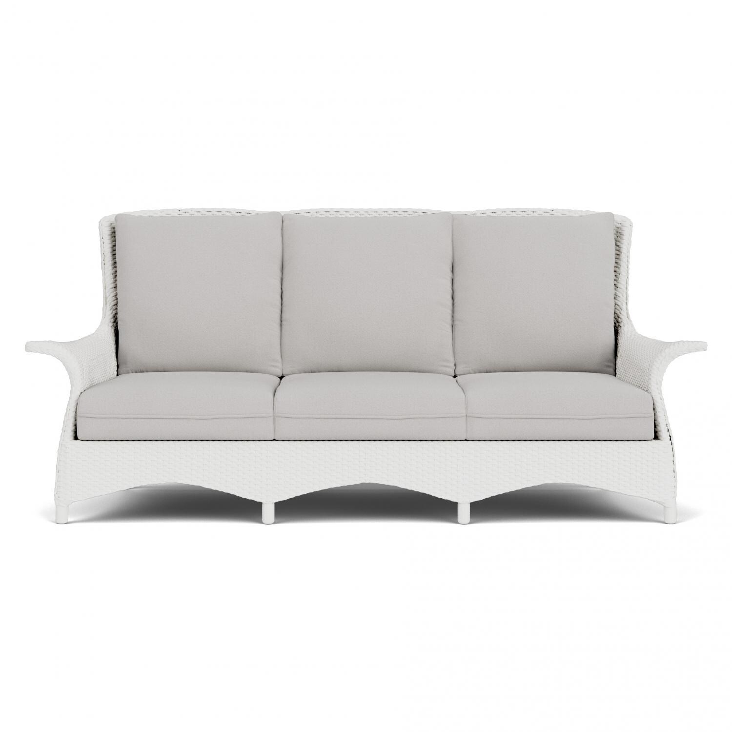 Mandalay 3 Person Wicker Sofa in Matte White/Tundra Dove By Lloyd Flanders