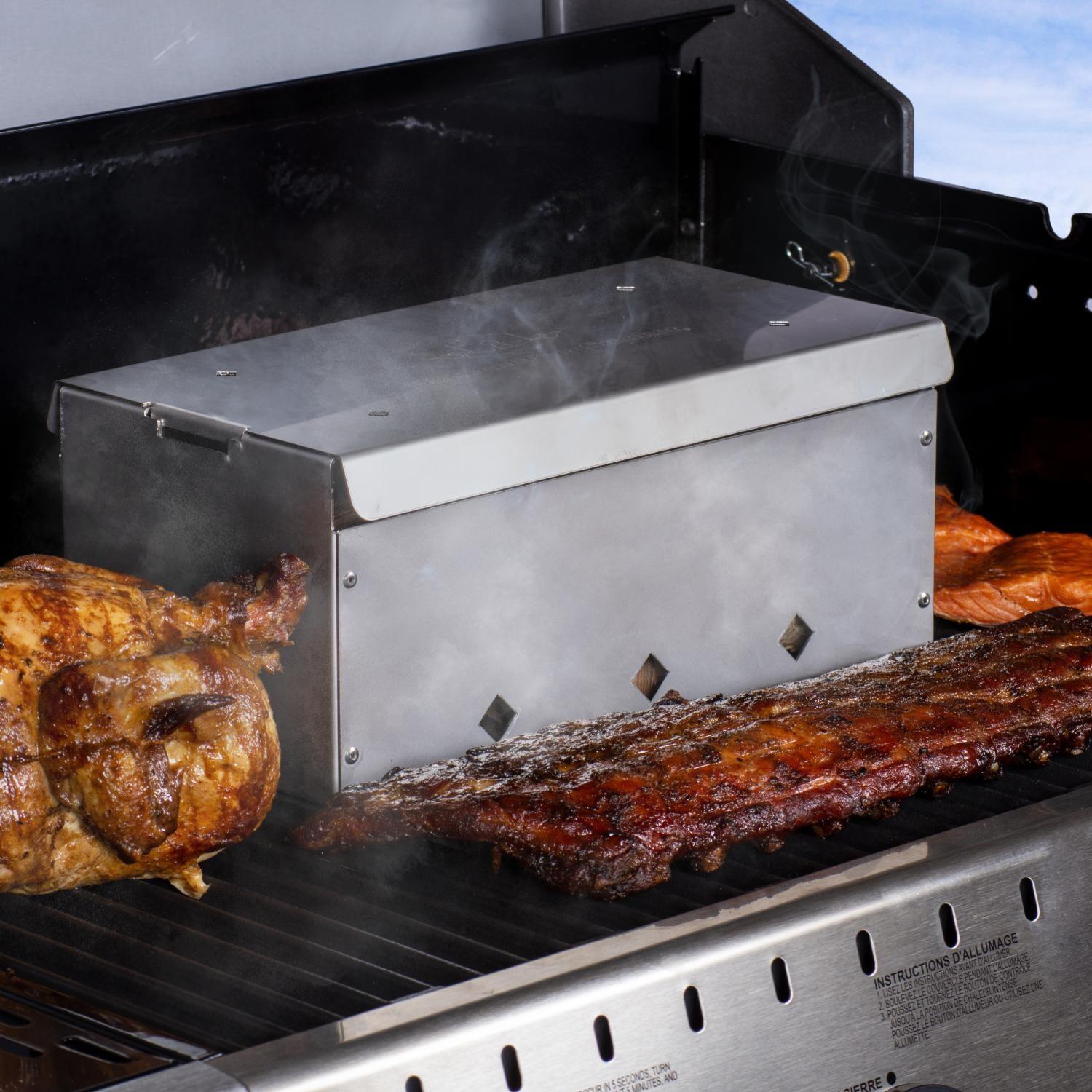 Diamond King Large Smoker Cooker - On Grill thumbnail