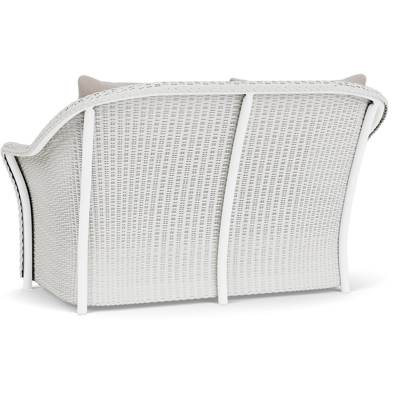 Lloyd Flanders Weekend Retreat Loveseat in Matte White Finish W/ Remy Cloud Fabric - Back Left thumbnail