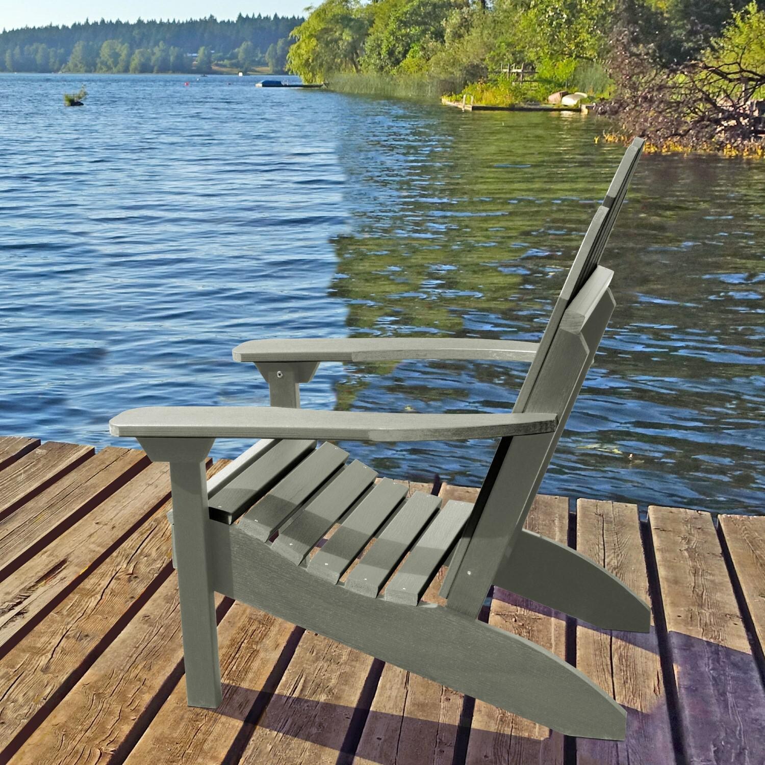 Paradise Key Recycled Adirondack Char in Eucalyptus by Lakeview Outdoor Designs - Side View - Lifestyle