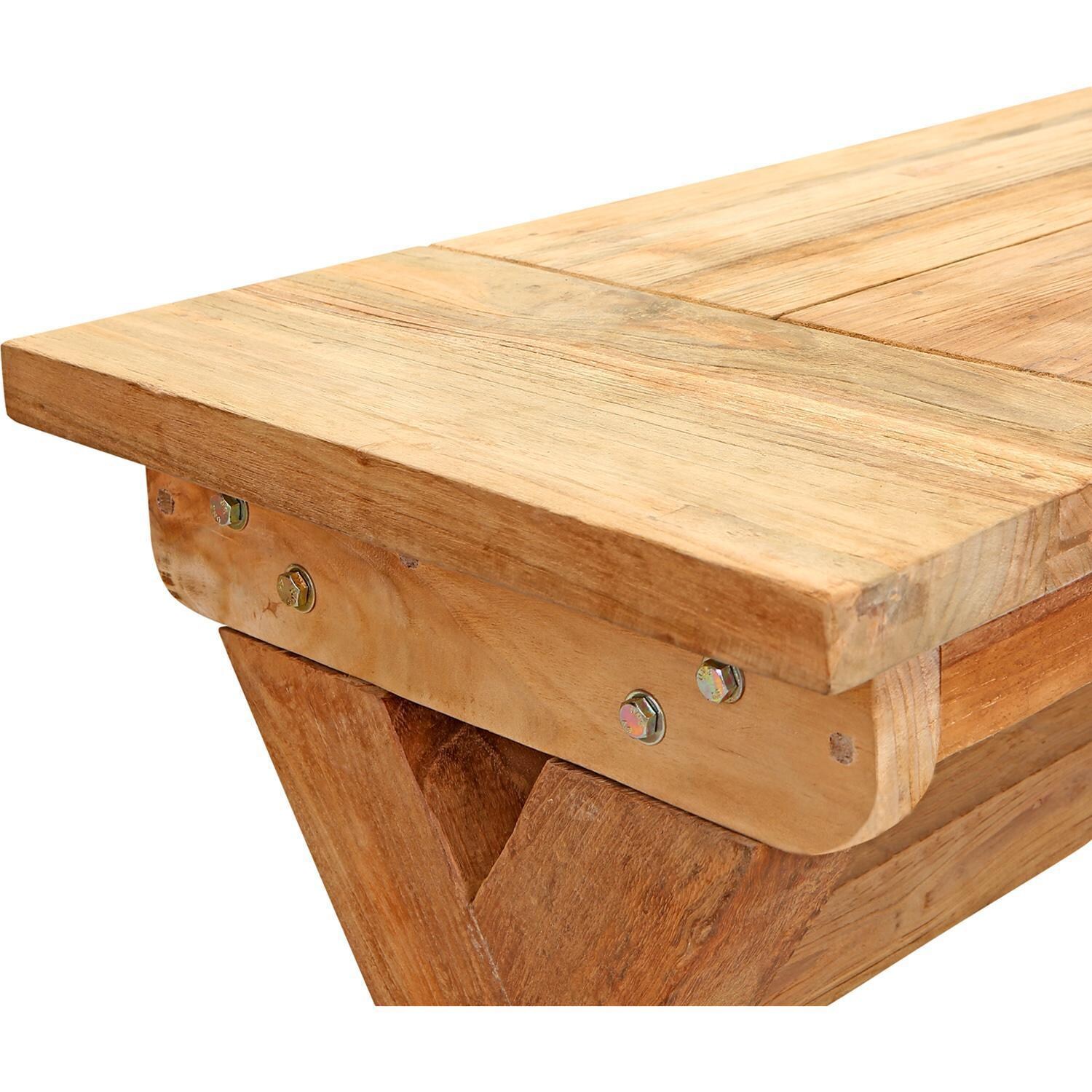 Wood Grove 74 Inch Reclaimed Teak Dining Bench By Lakeview - Up Close View - White Background thumbnail