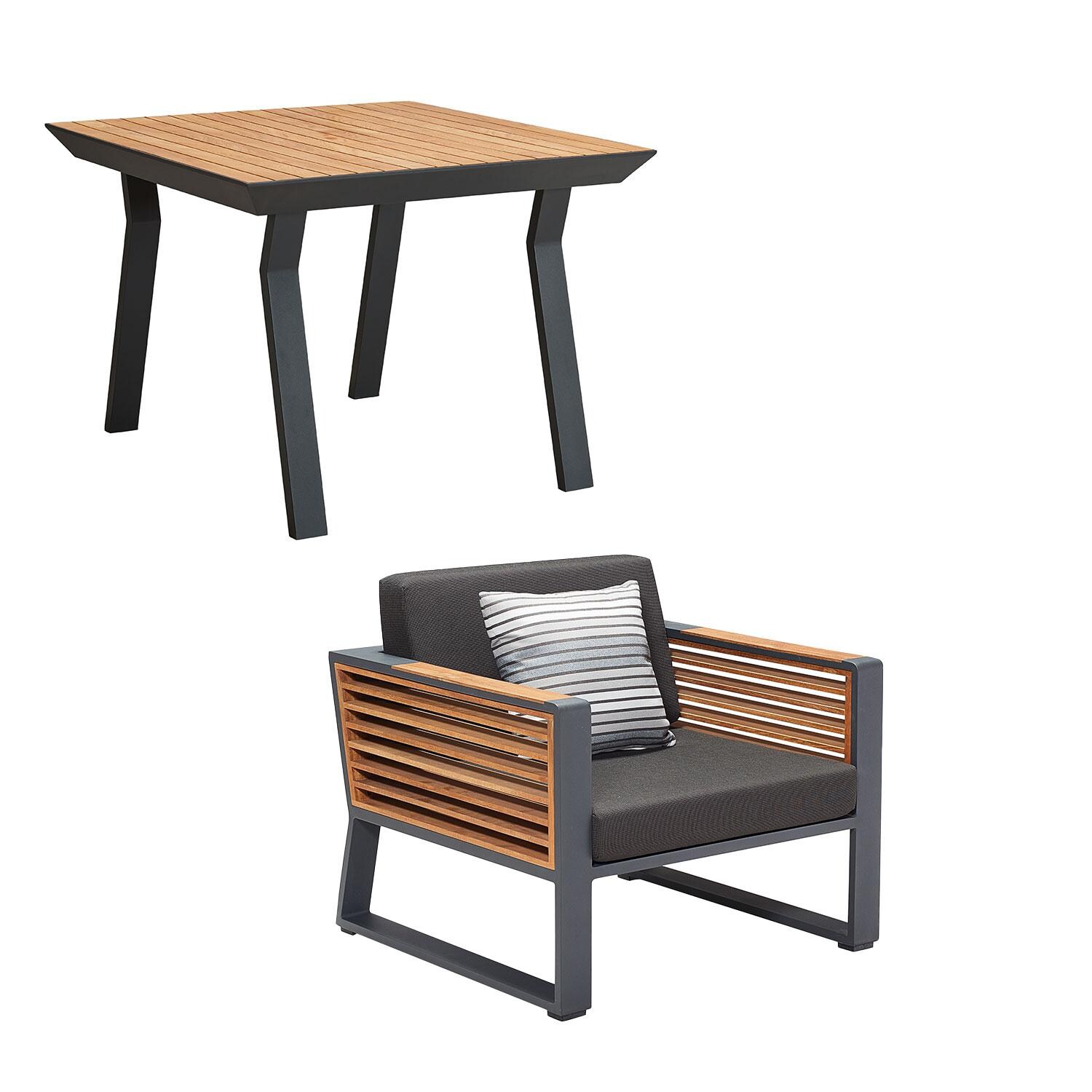 HIGOLD MANHATTAN - NY 4 Person Aluminum Square Dining Set in Black By HIGOLD