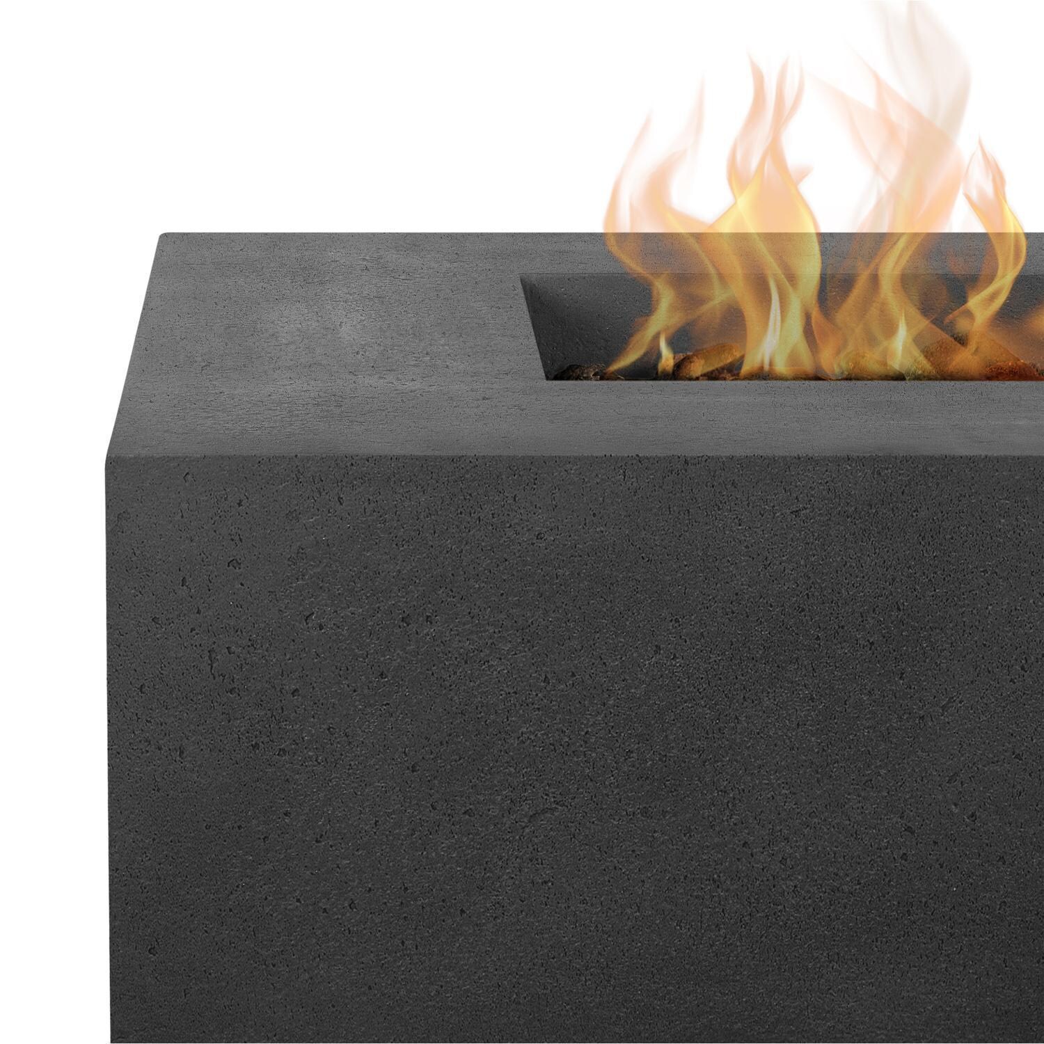 Hillview Bay 2714LP-CBN 42 Inch Square Glass Fiber Reinforced Concrete Propane Fire Pit Table in Carbon by BBQGuys Signature - Material - Detail thumbnail