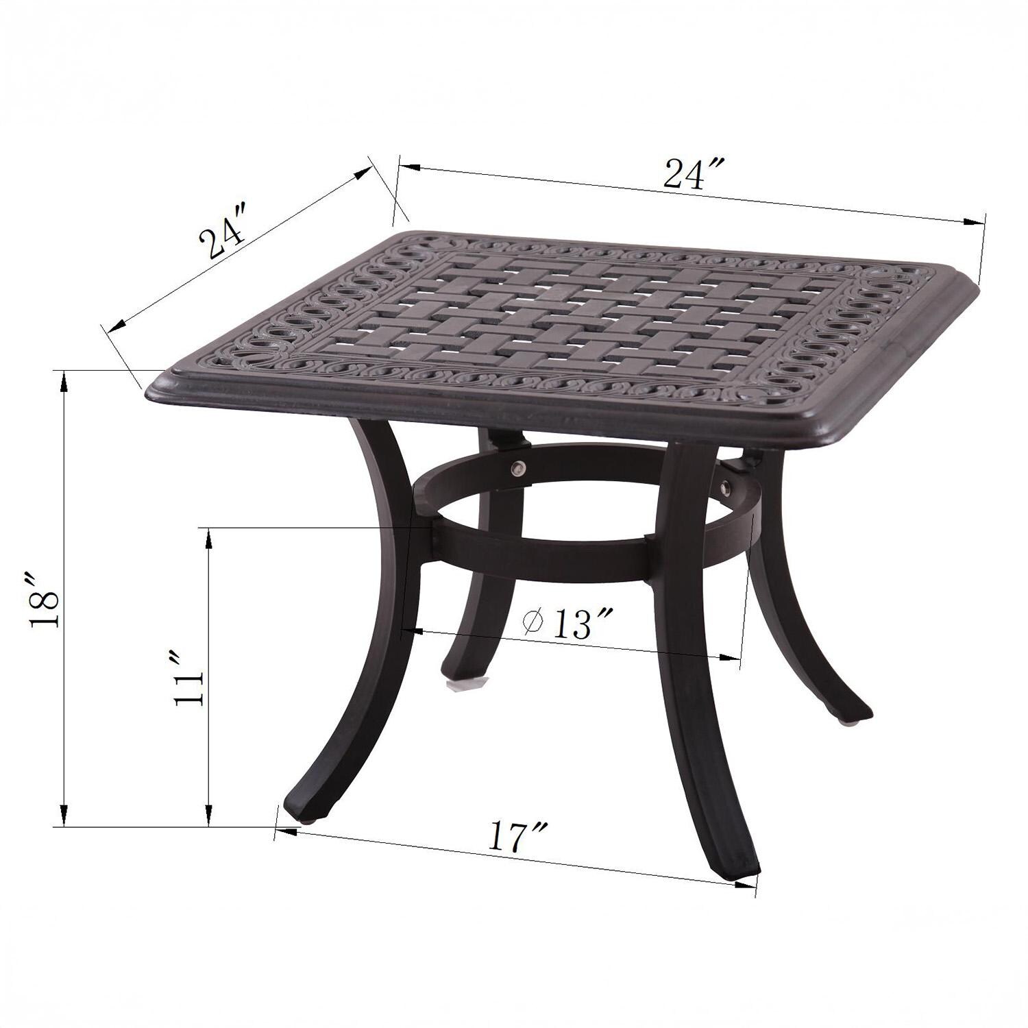 Darlee Series 88 24-in Cast Aluminum End Table in Antique Bronze - Dimensional thumbnail