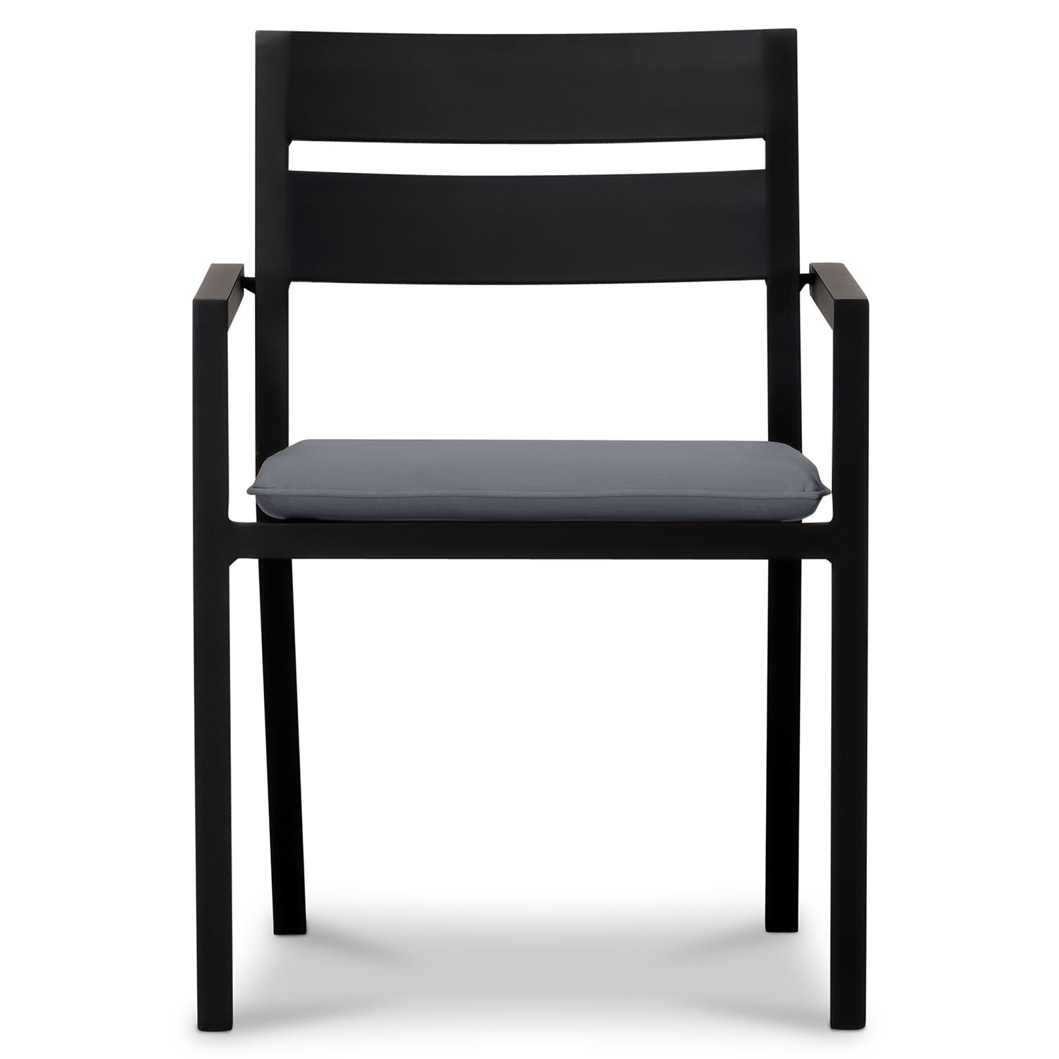 Calm Bay Communal 13 Pc Reclaimed Teak Extendable Dining Set in Black/Canvas Charcoal by Lakeview - Chair - White Background thumbnail